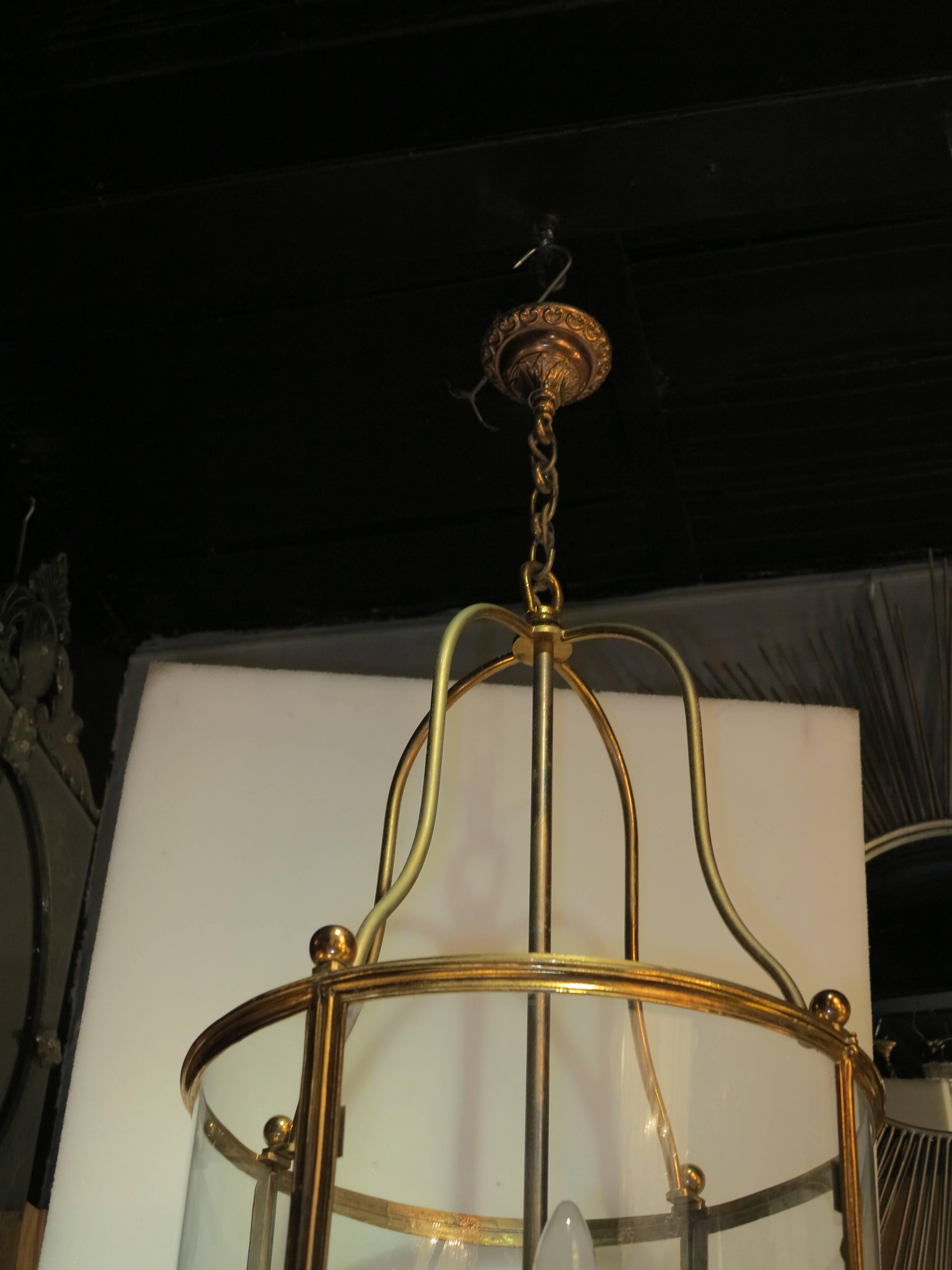 Iron 1950s Three Gilded iron Lanterns in the Style of Directoire