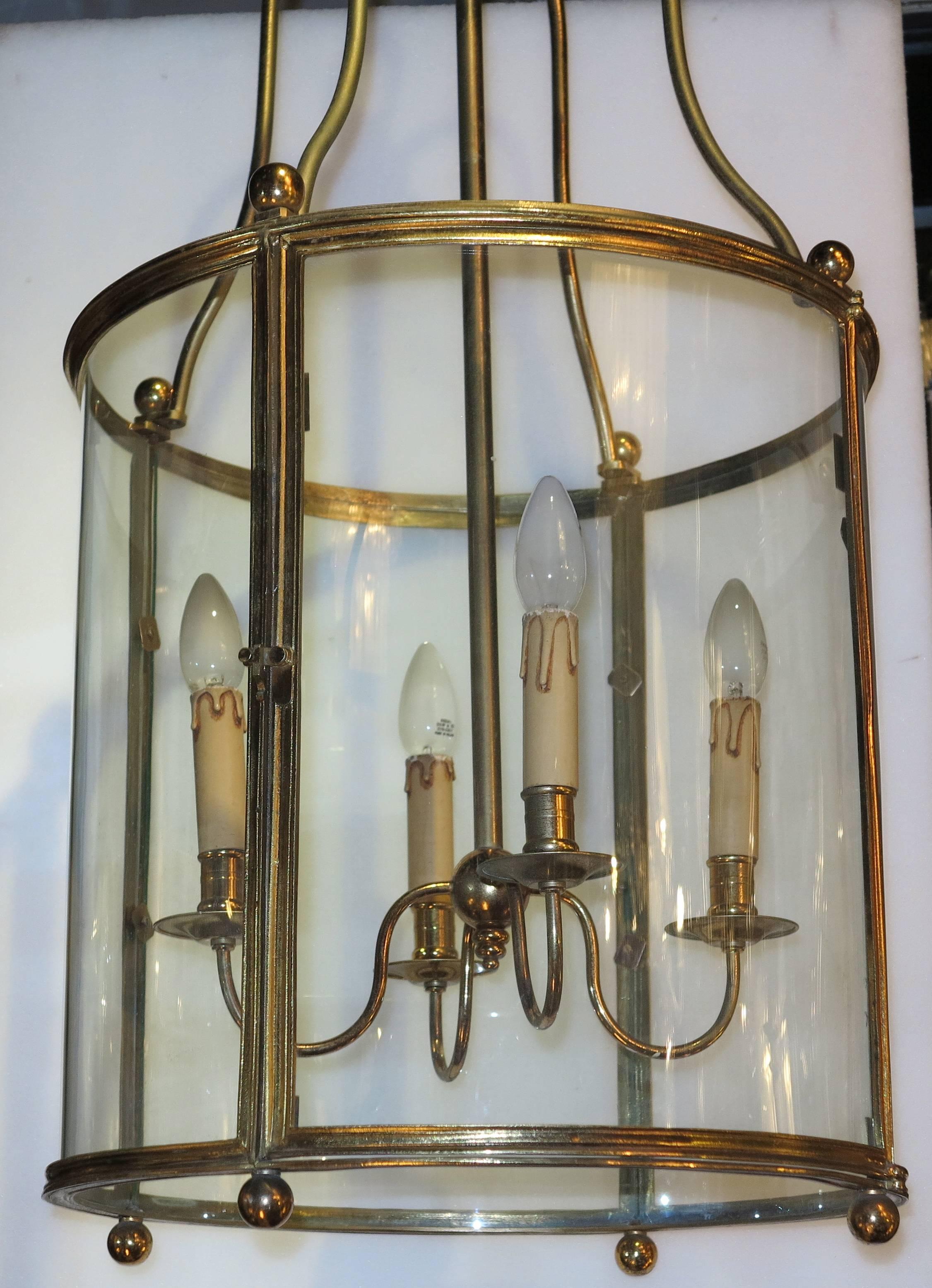 Gilt 1950s Three Gilded iron Lanterns in the Style of Directoire