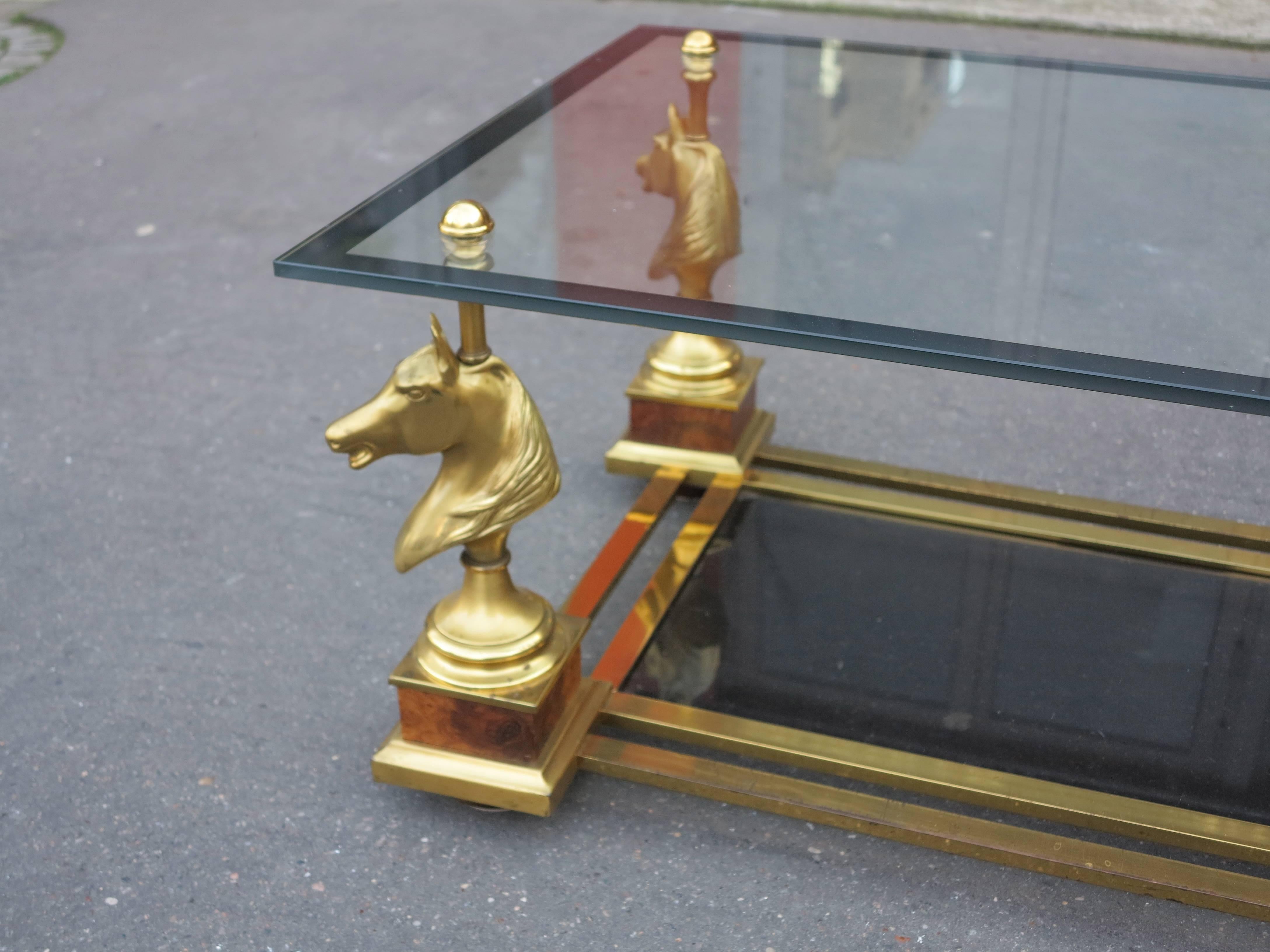 Bronze 1950-1970 Coffee Table Horses Heads in the Style of Maison Charles