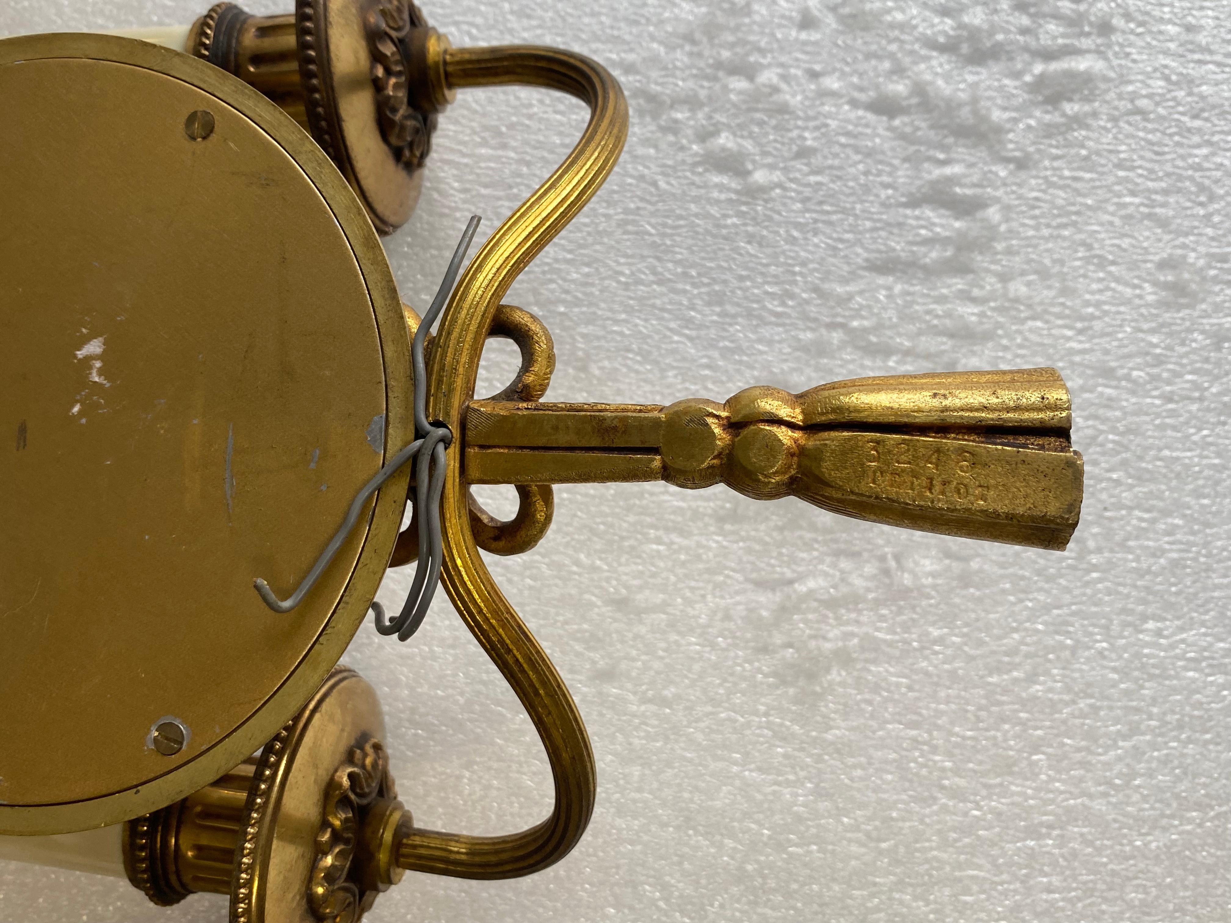 1950/70′  Serie of 5 Sconces in Gilted Bronze With Convex Mirror Petitot Signed For Sale 5