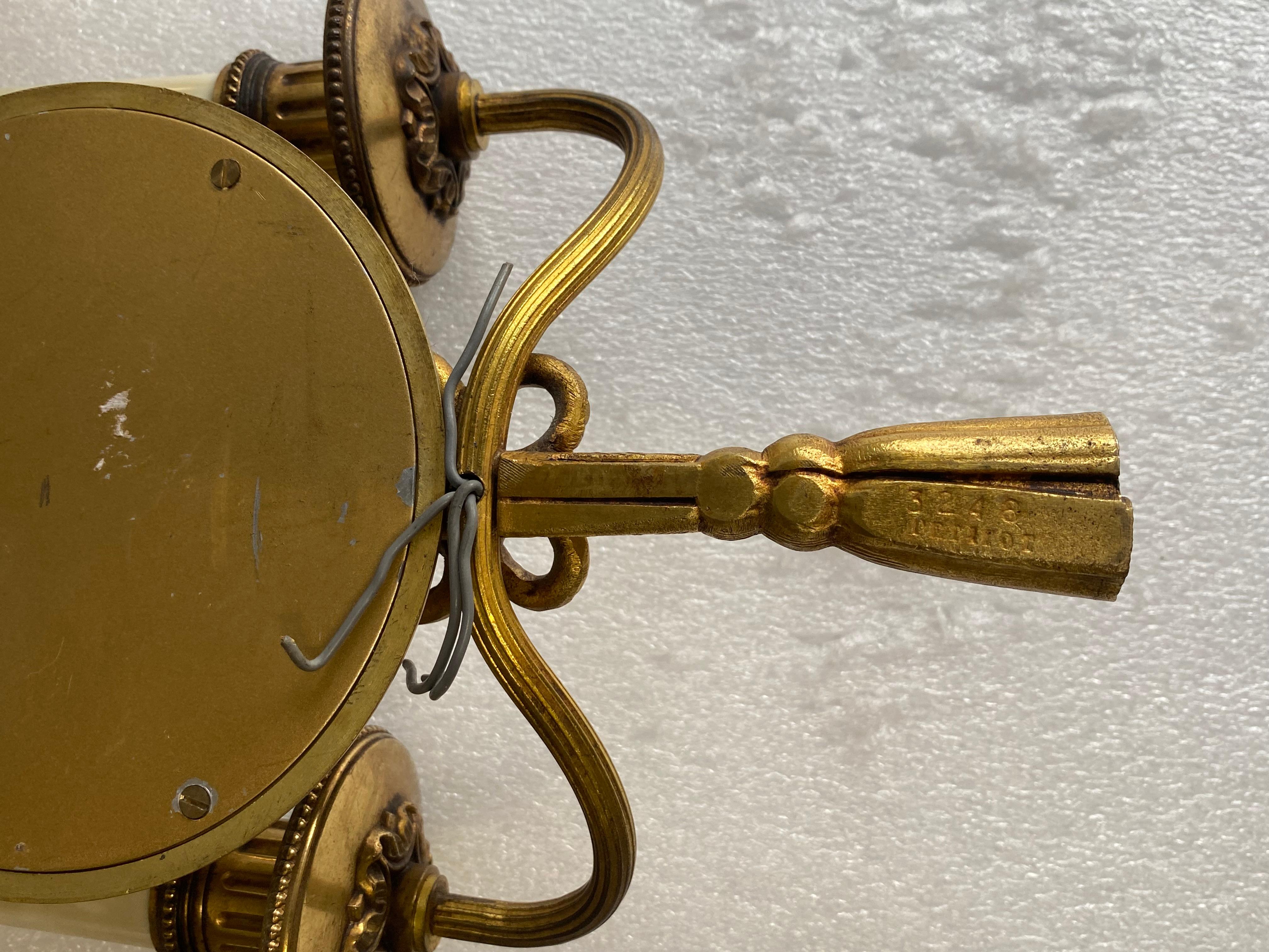 1950/70′  Serie of 5 Sconces in Gilted Bronze With Convex Mirror Petitot Signed For Sale 4