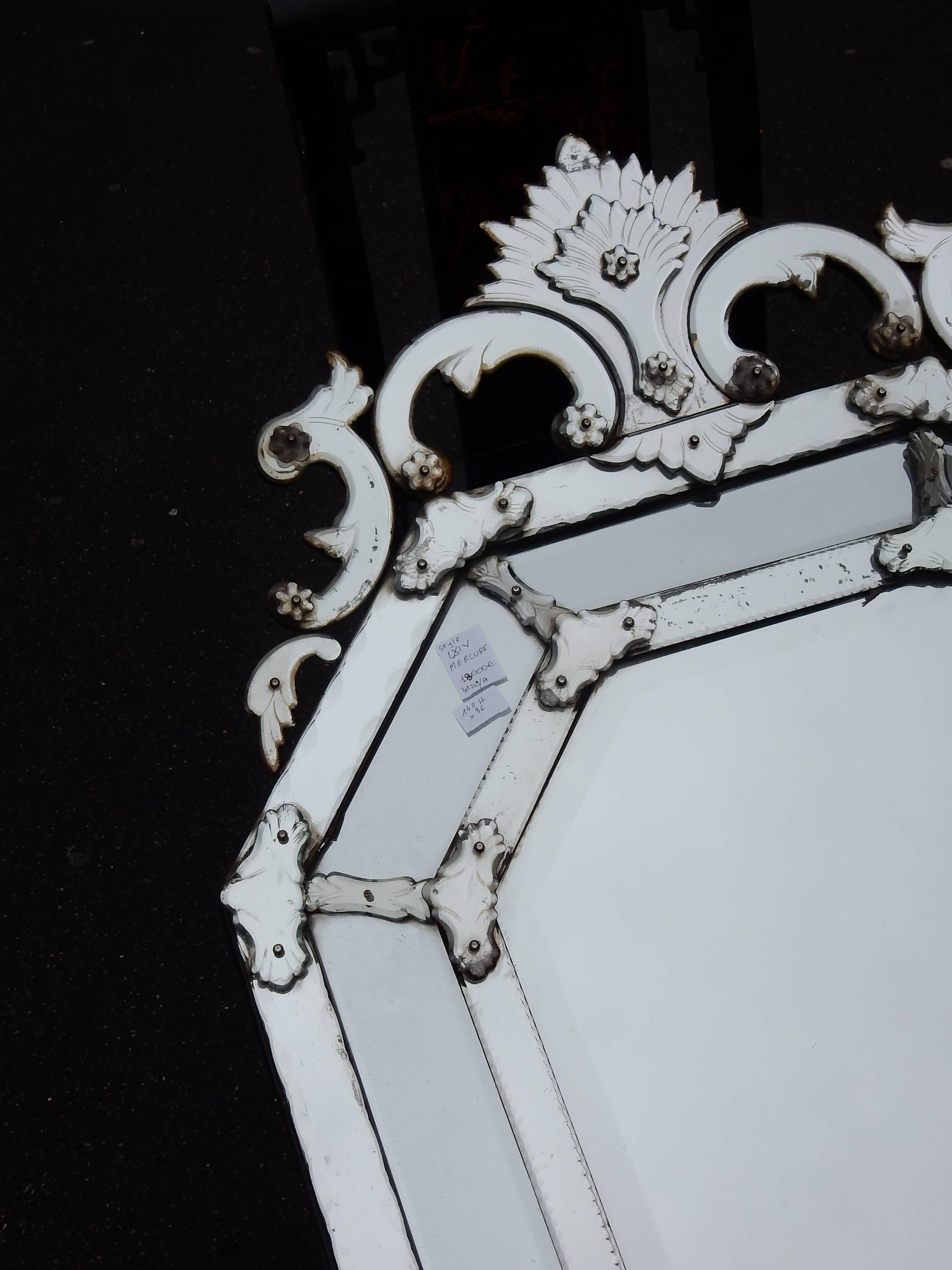 Glass 1820-1850 Mirror St Louis XIV has Pareclose Tain Mercury For Sale