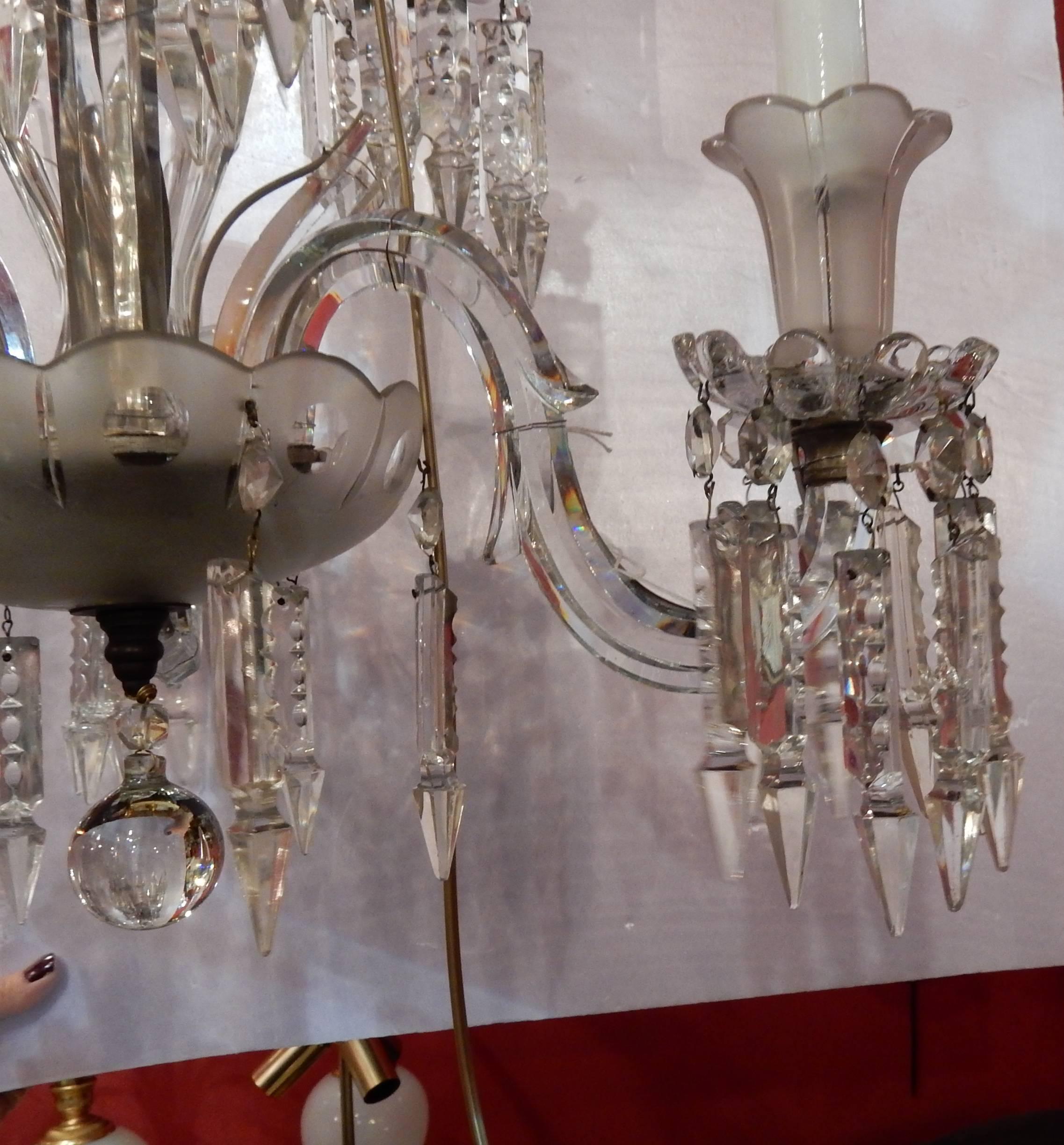 Mid-20th Century 1950'Chandelier Crystal Baccarat 6 Arms For Sale