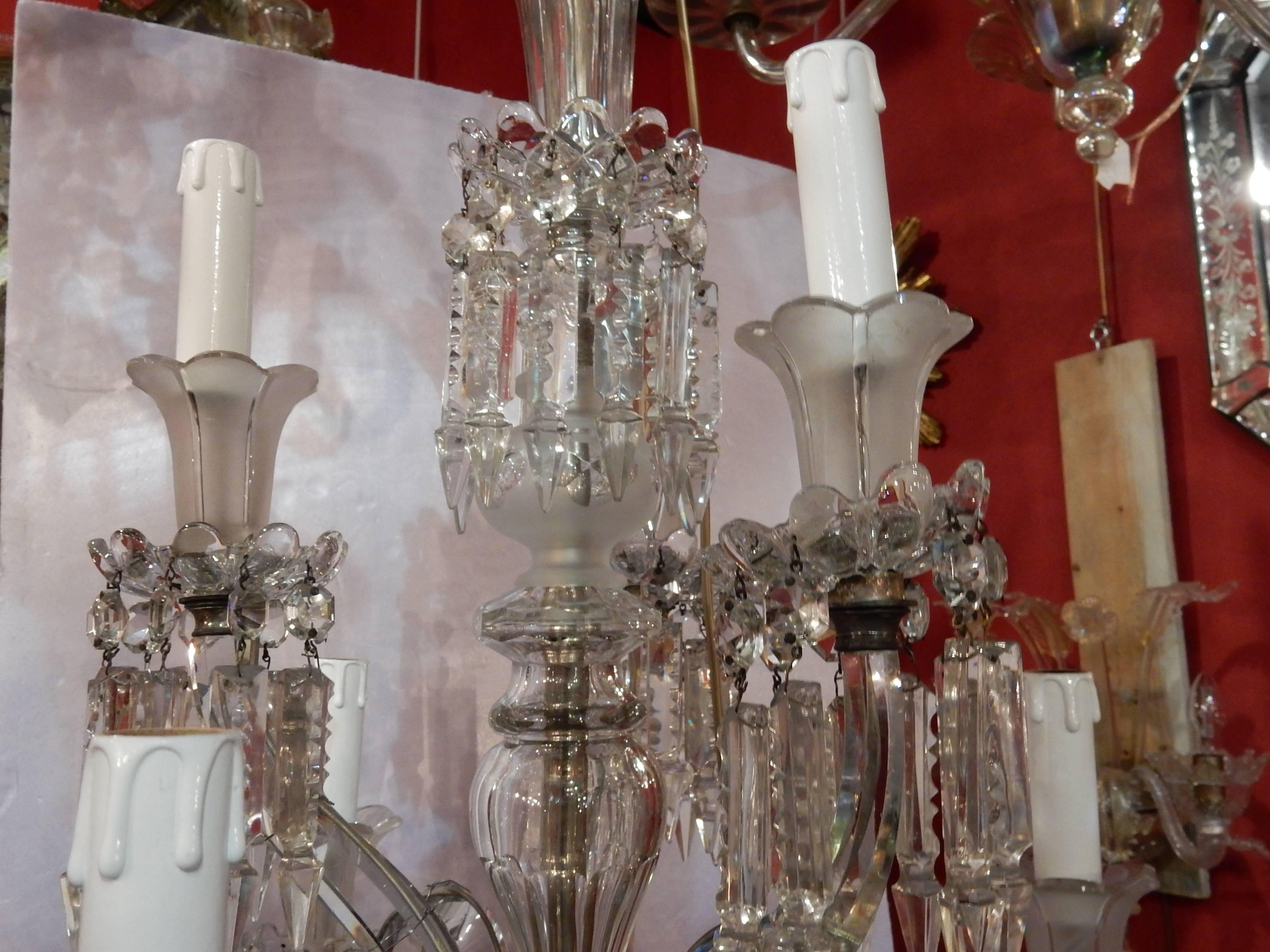 1950'Lámpara de cristal Baccarat 6 brazos en venta 1