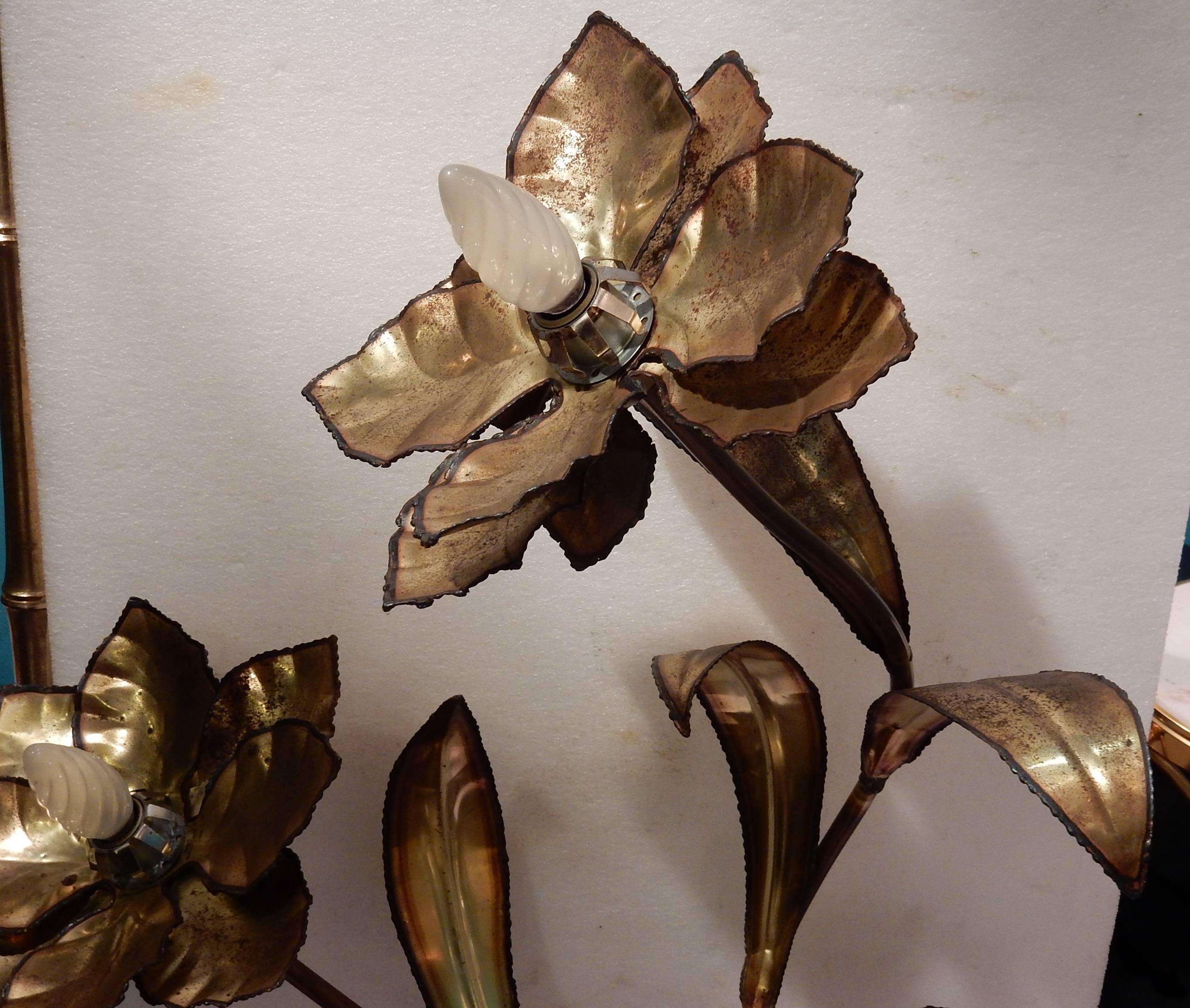 Late 20th Century 1970 Plant Enlightening in Brass, Maison Jansen, Three Heads