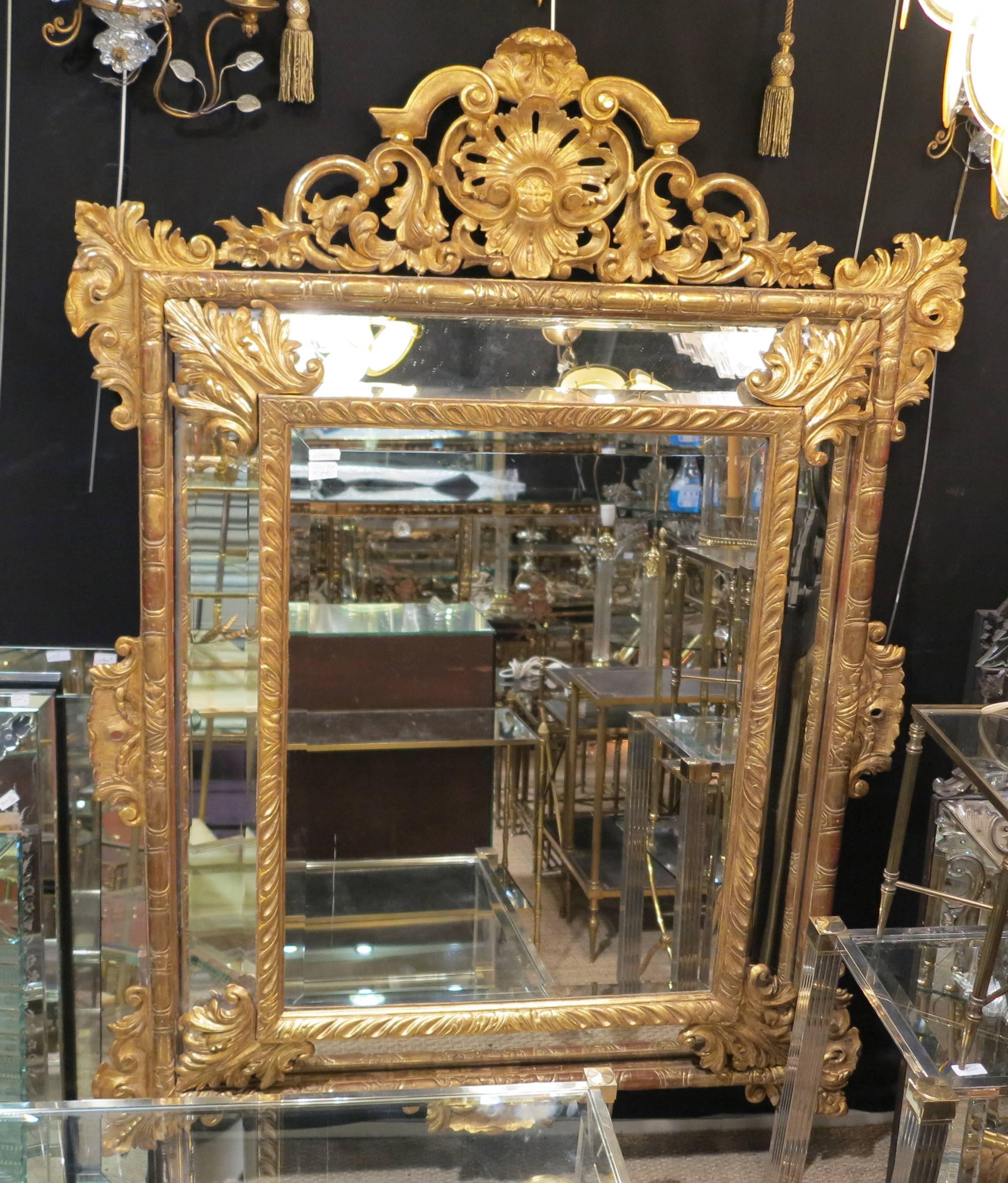 Napoleon III 1880 Mirror Parecloses Mercury With Shell Gilted With Sheet of Gold 169x127 cm