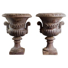 Paire de grands vases Médicis  Terre cuite patinée toscani du 20e siècle