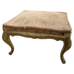 Large Venetian Baroque-Style Stool, Lacquered Wood, Early 20th Century