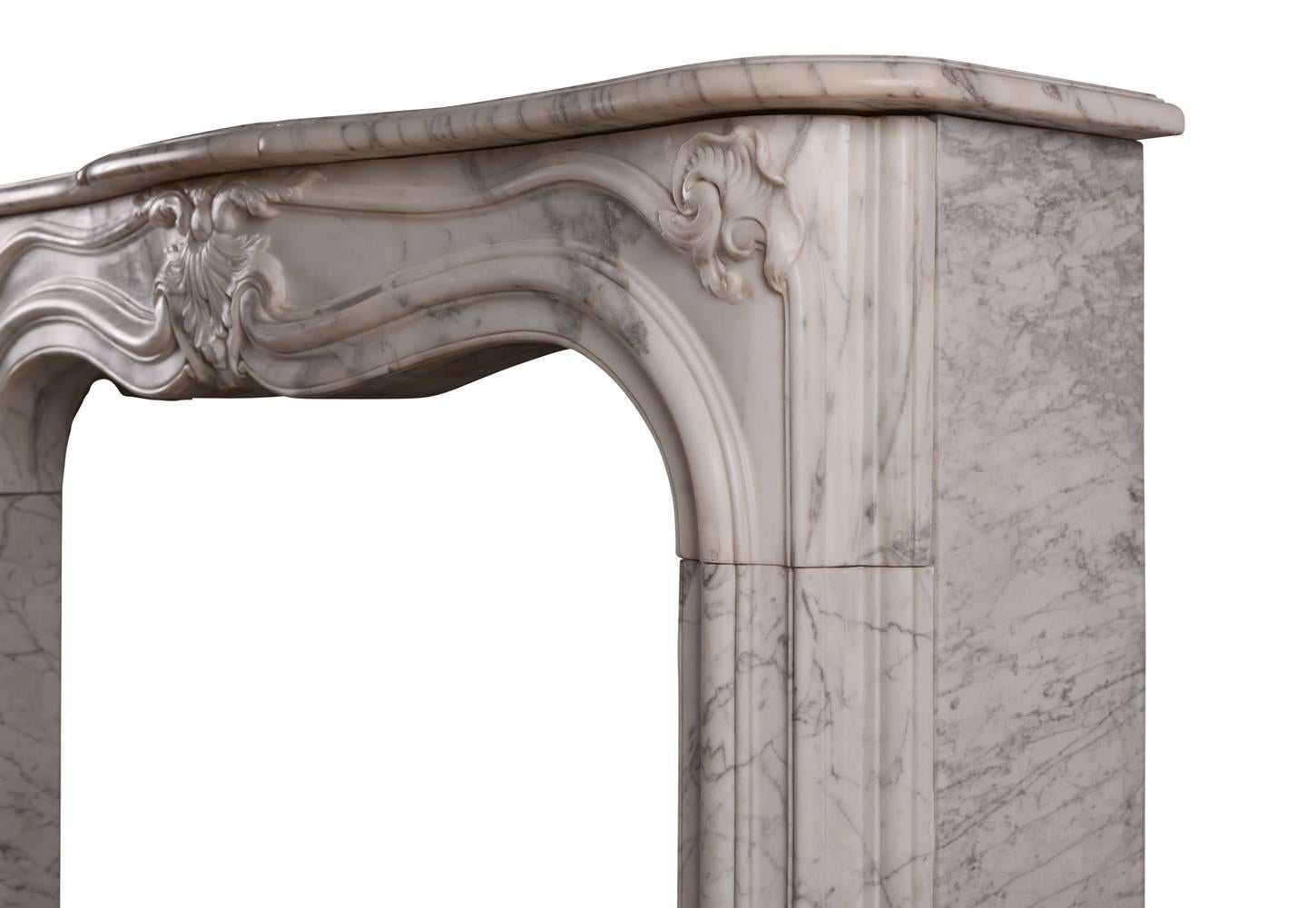 Louis XV French Marble Fireplace Mantel in the Rococo Manner For Sale