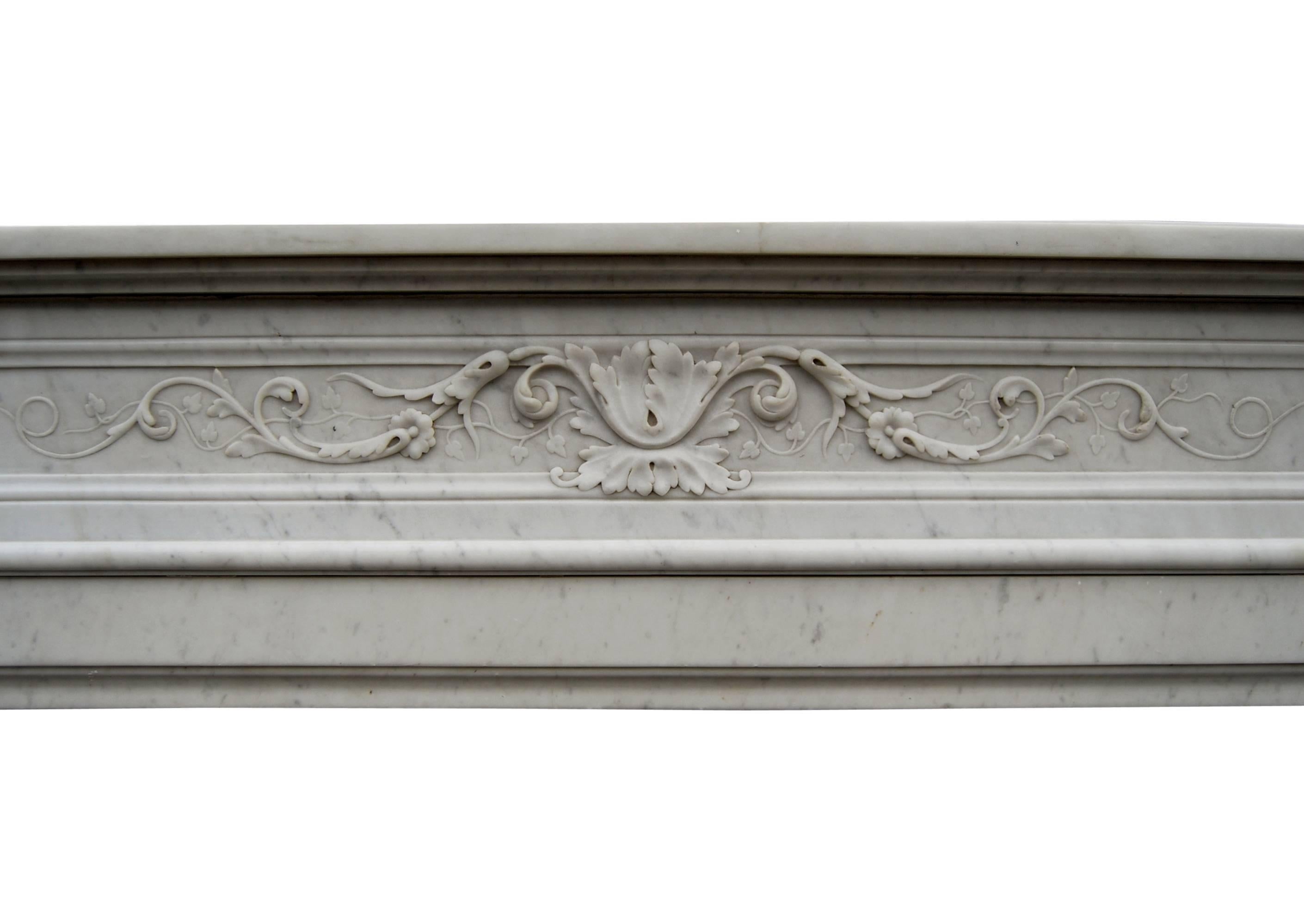 19th Century French Louis XVI Carrara Marble Fireplace In Good Condition In London, GB