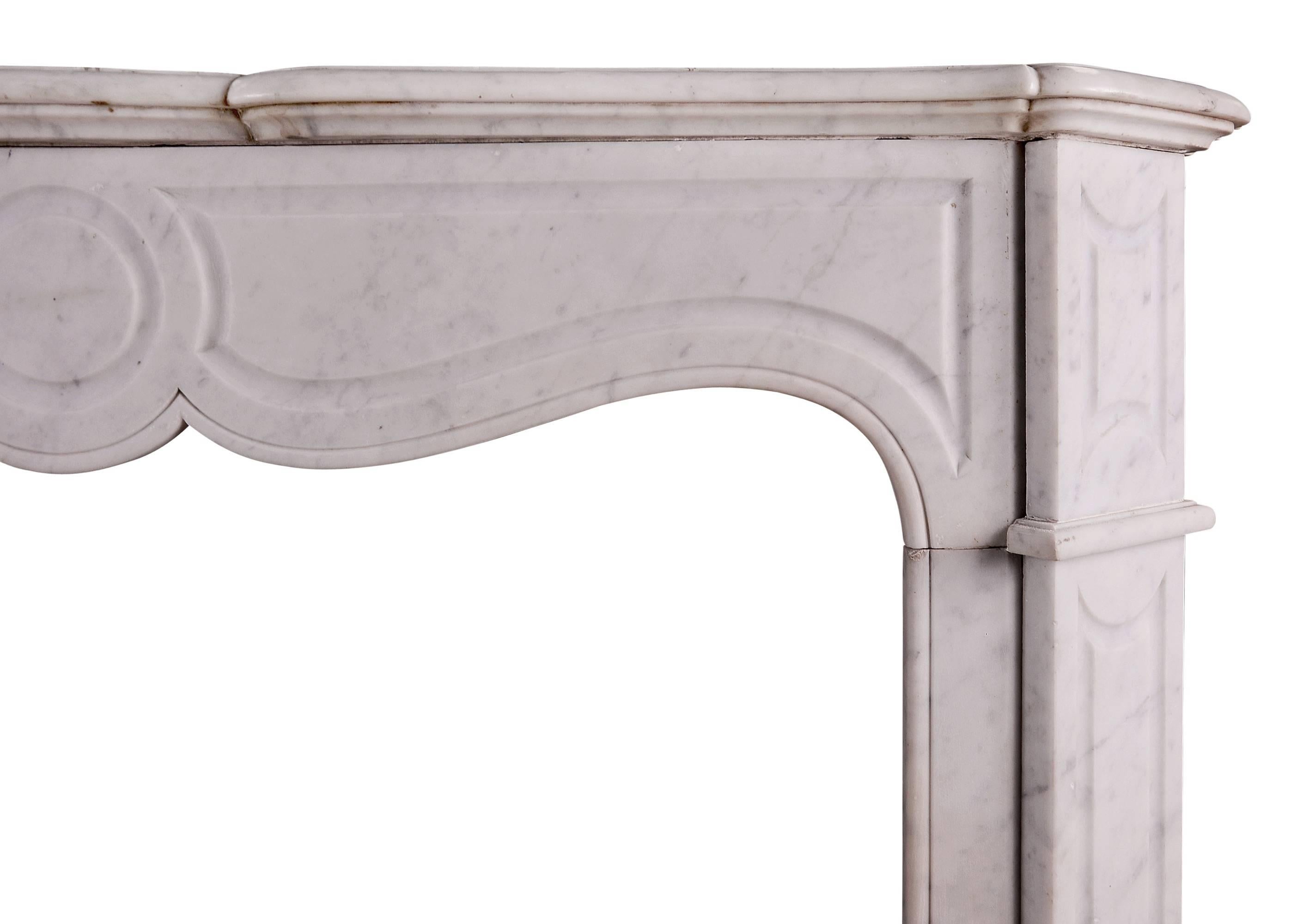 French Provincial 19th Century French Pompadour Fireplace in Carrara Marble