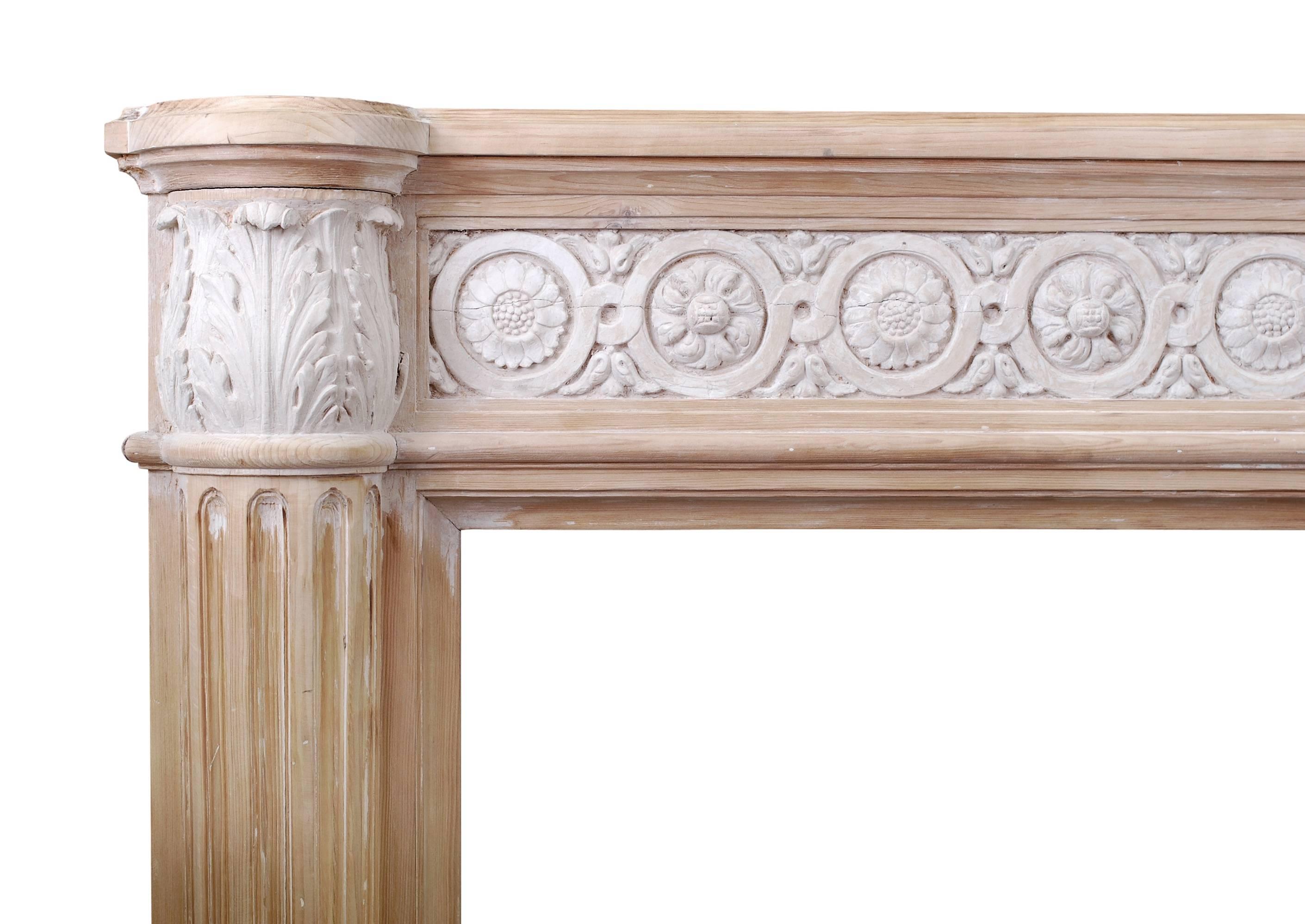 20th Century French Louis XVI Style Wood Fireplace with Composition Enrichments