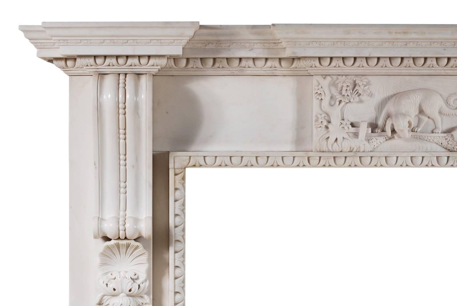 Mid-Georgian Style Fireplace in White Marble 1