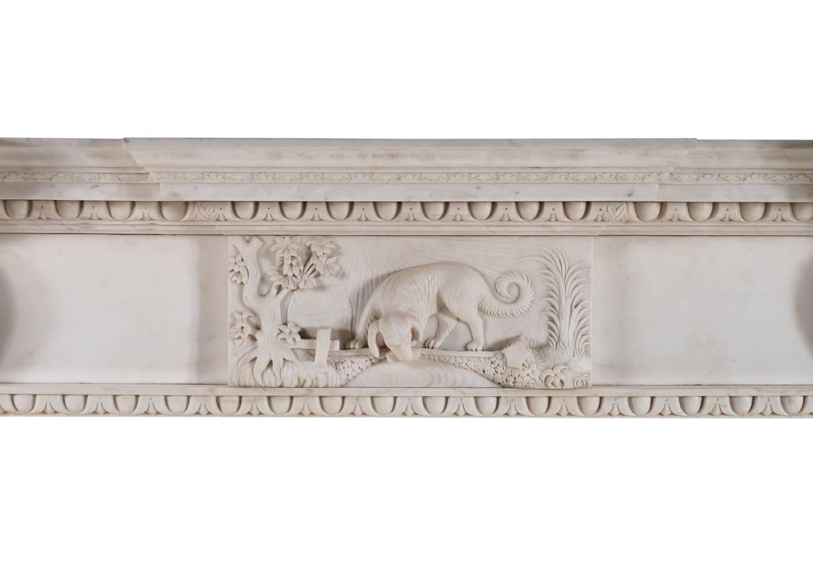 English Mid-Georgian Style Fireplace in White Marble
