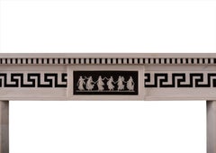 Regency Style White Marble Fireplace with Black Inlay
