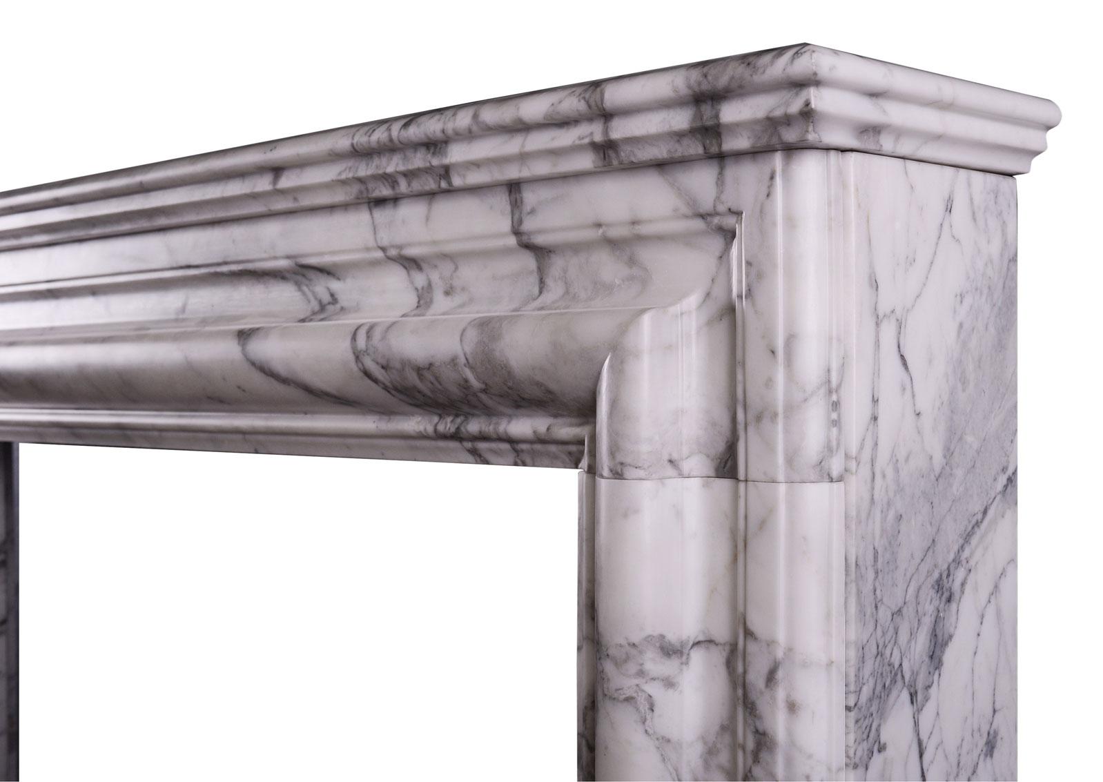 arabescato marble fireplace