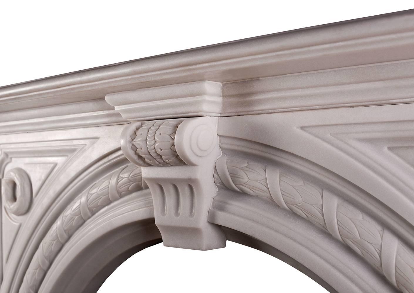 A pair of Victorian fireplace mantels in white marble 2