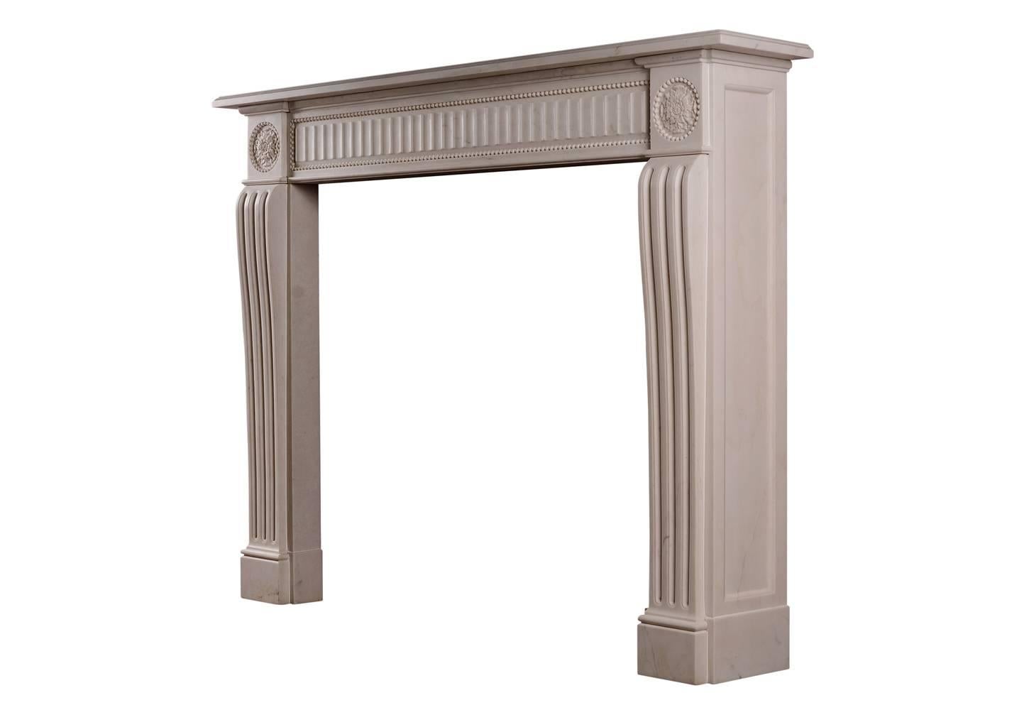 20th Century English White Marble Fireplace in the Regency Style For Sale
