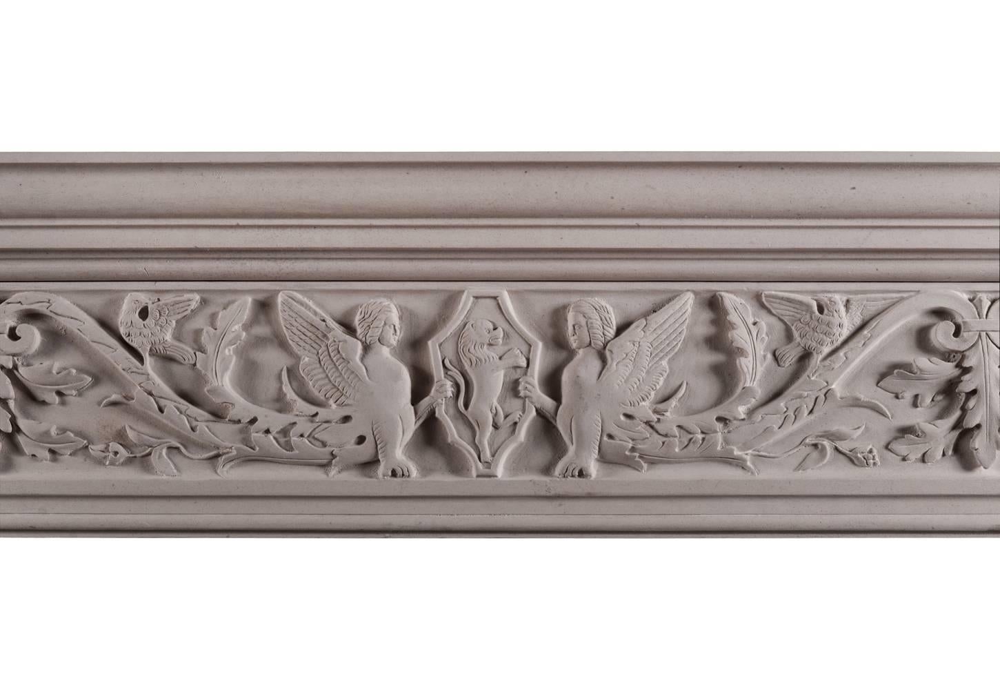 20th Century Carved Italian Renaissance Fireplace For Sale