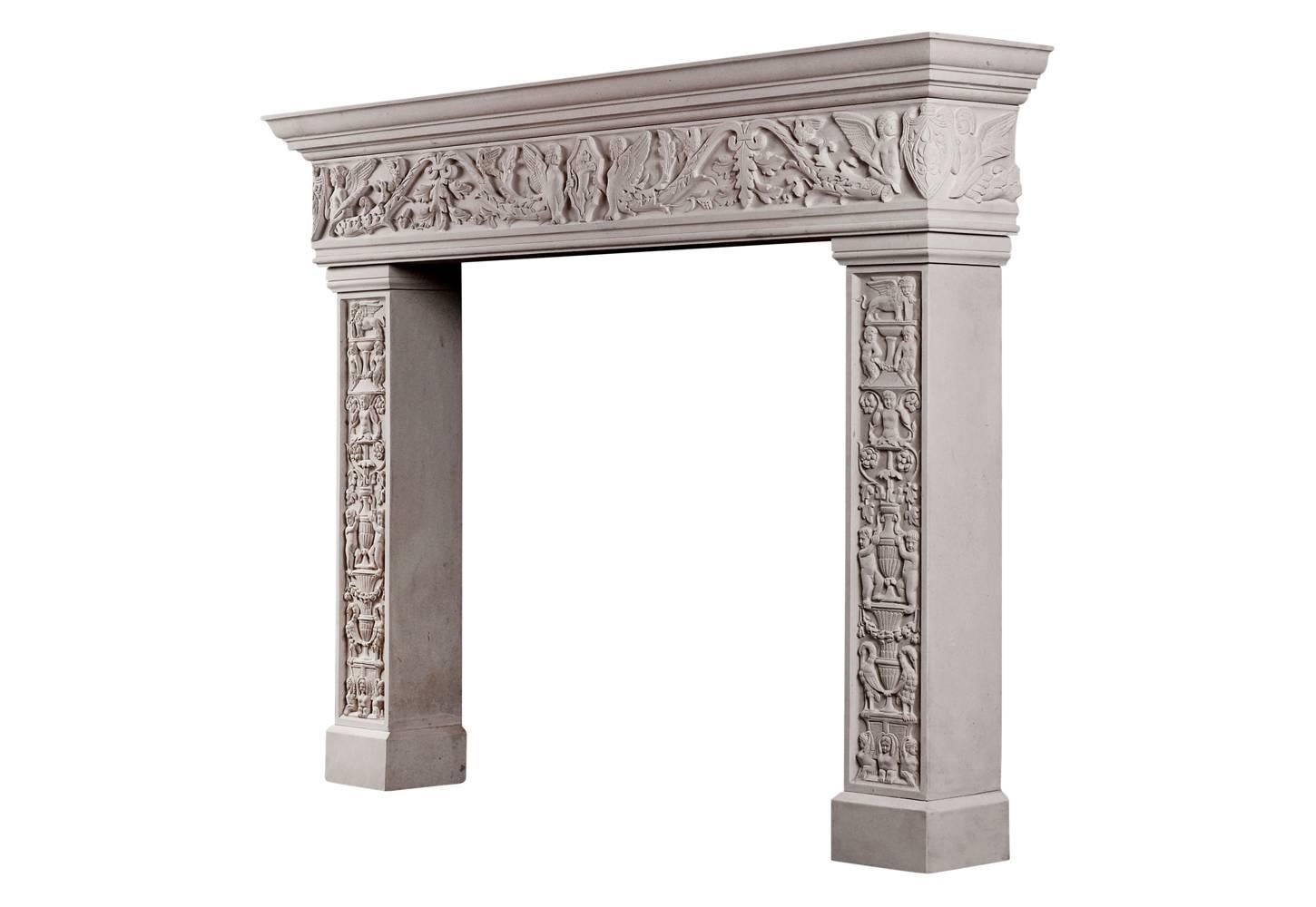Carved Italian Renaissance Fireplace For Sale 3