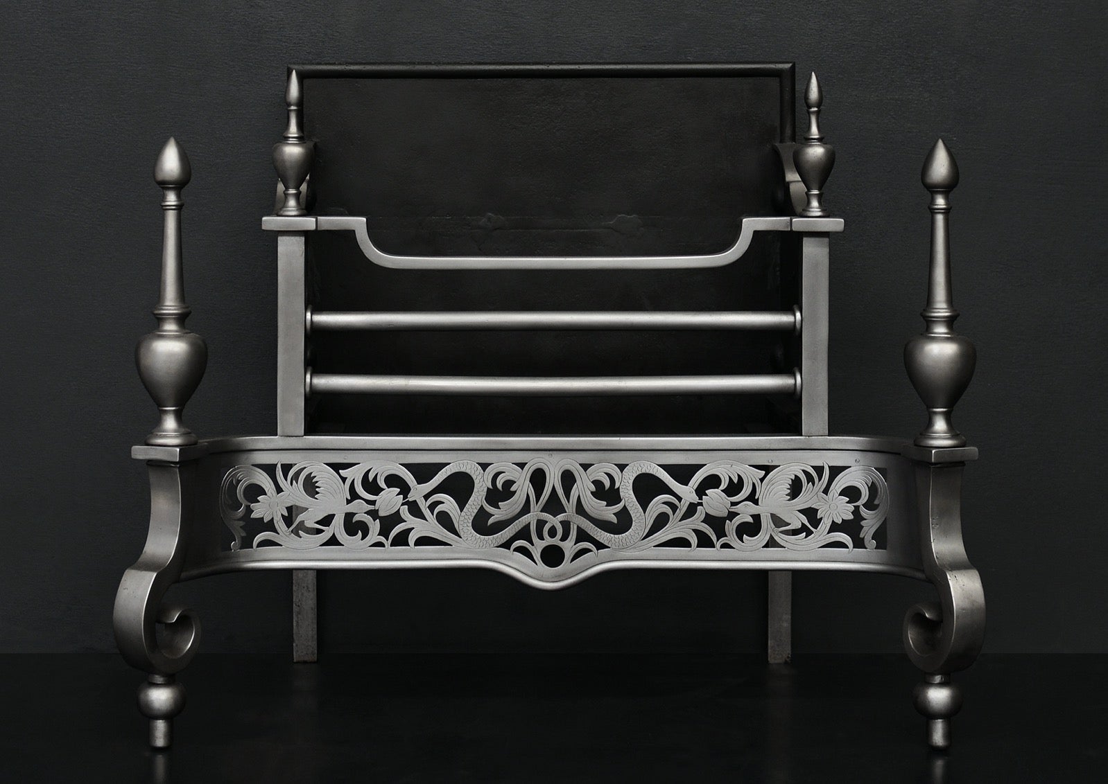 A Georgian Style Polished Steel Firegrate