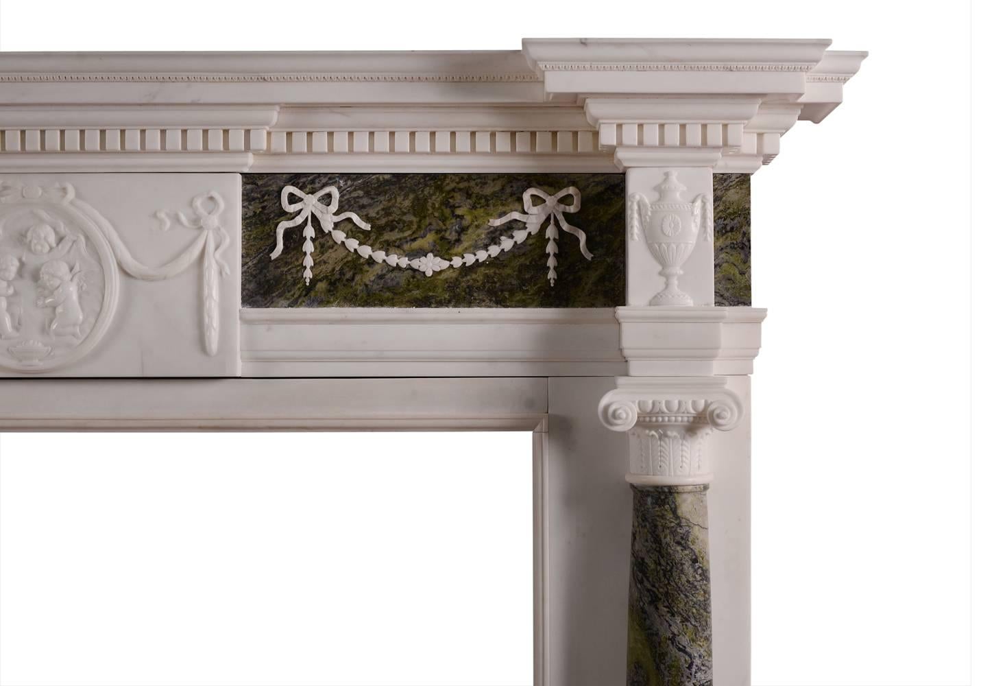 columned connemara marble chimneypiece
