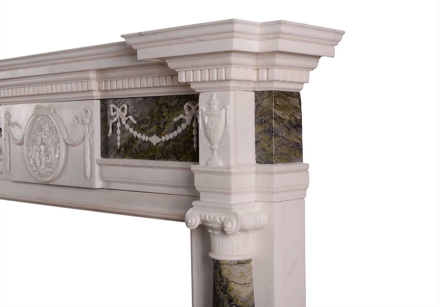 columned connemara marble fireplace