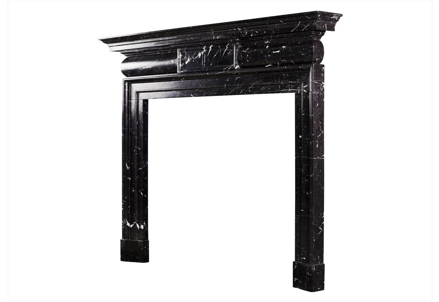 English Georgian Style Marble Fireplace in Nero Marquina For Sale