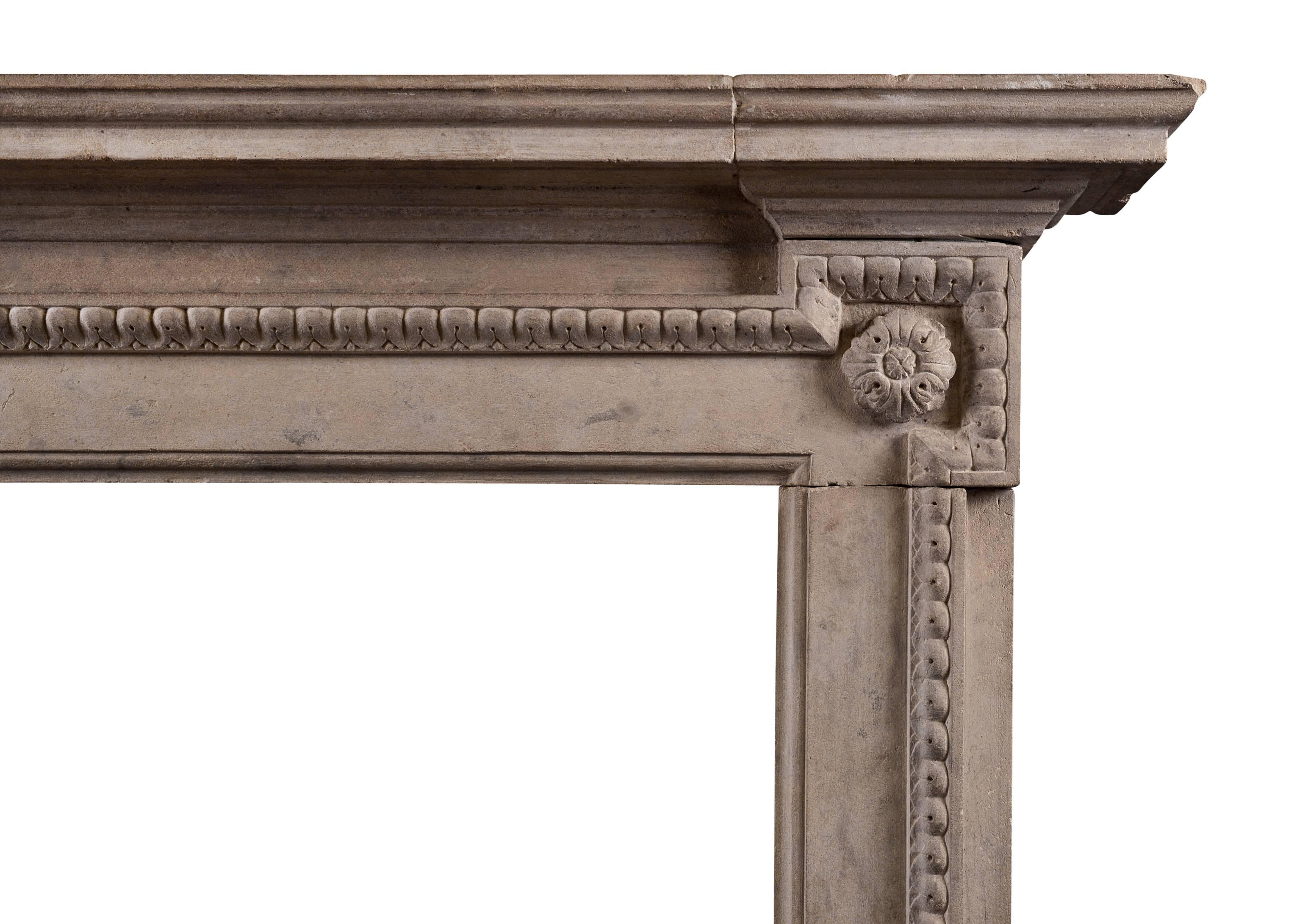 English Architectural Bath Stone Fireplace in the Georgian Manner For Sale