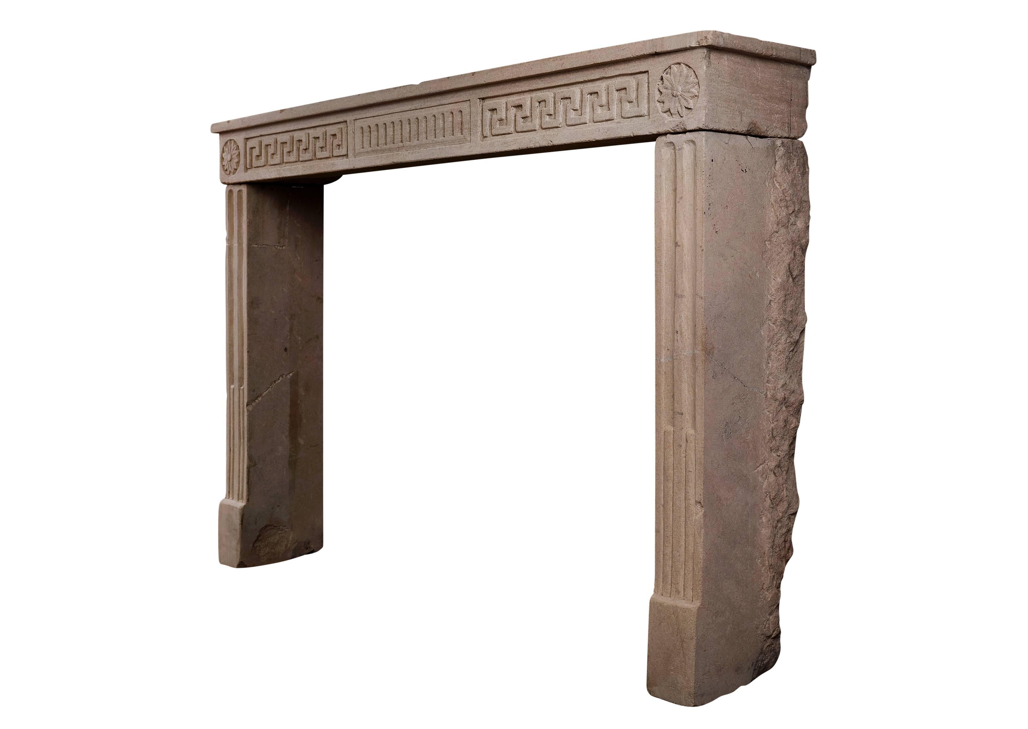 Rustic Limestone Louis XVI Fireplace In Good Condition For Sale In London, GB