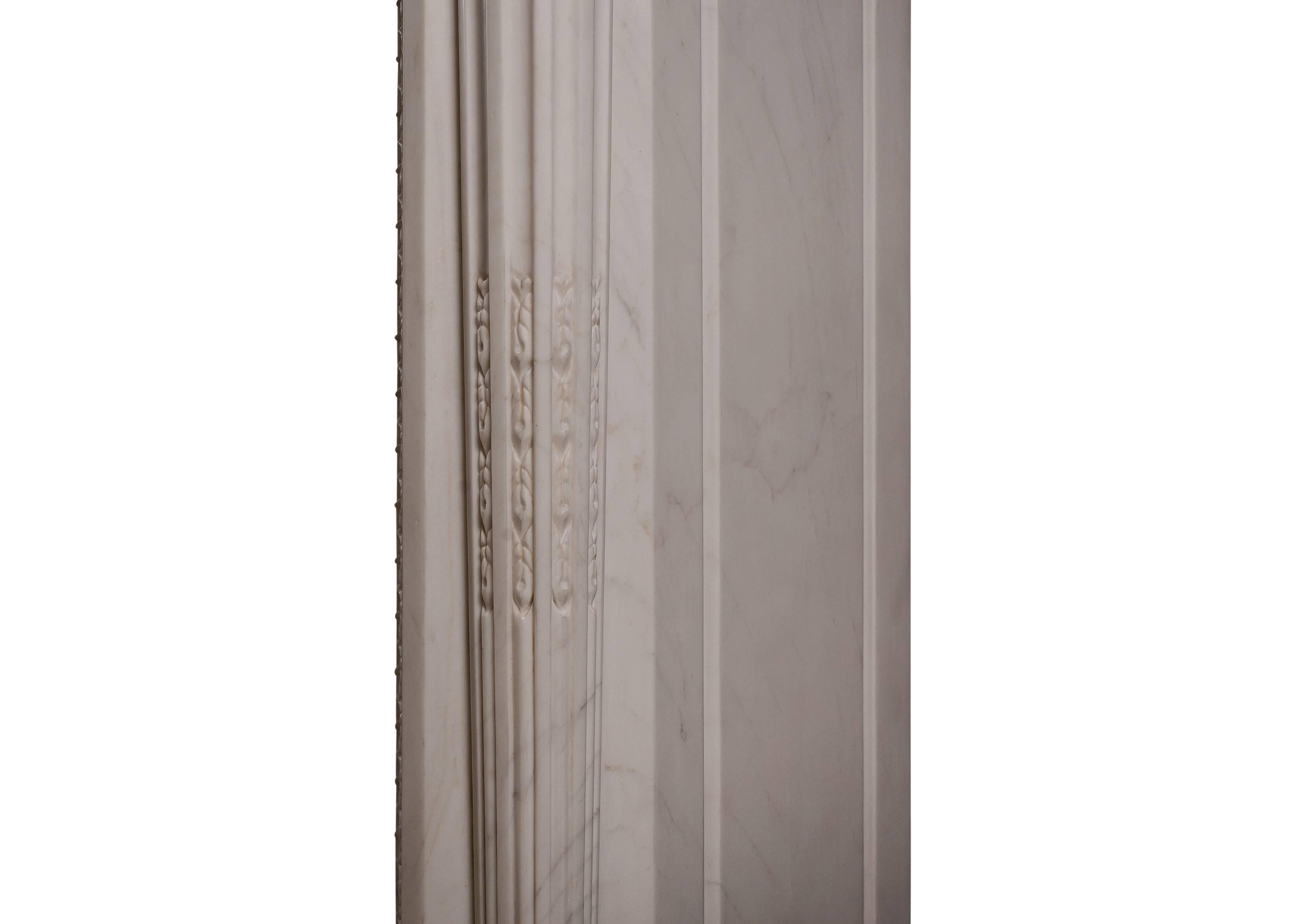 Fine French Louis XVI White Marble Fireplace For Sale 1