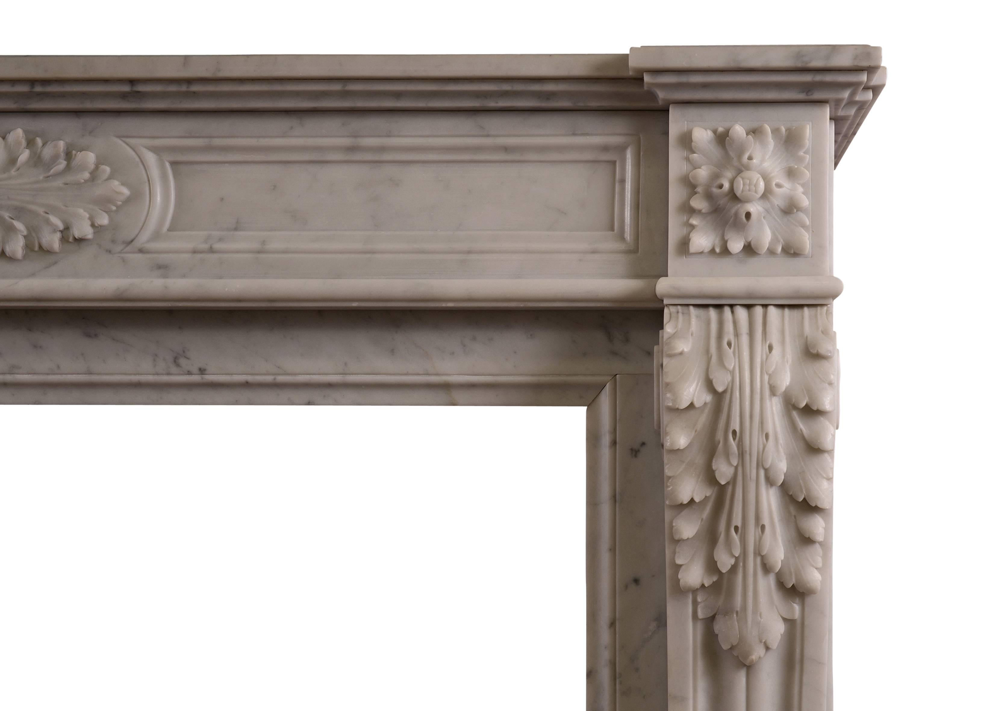 French Carrara Marble Fireplace in the Louis XVI Style In Good Condition In London, GB