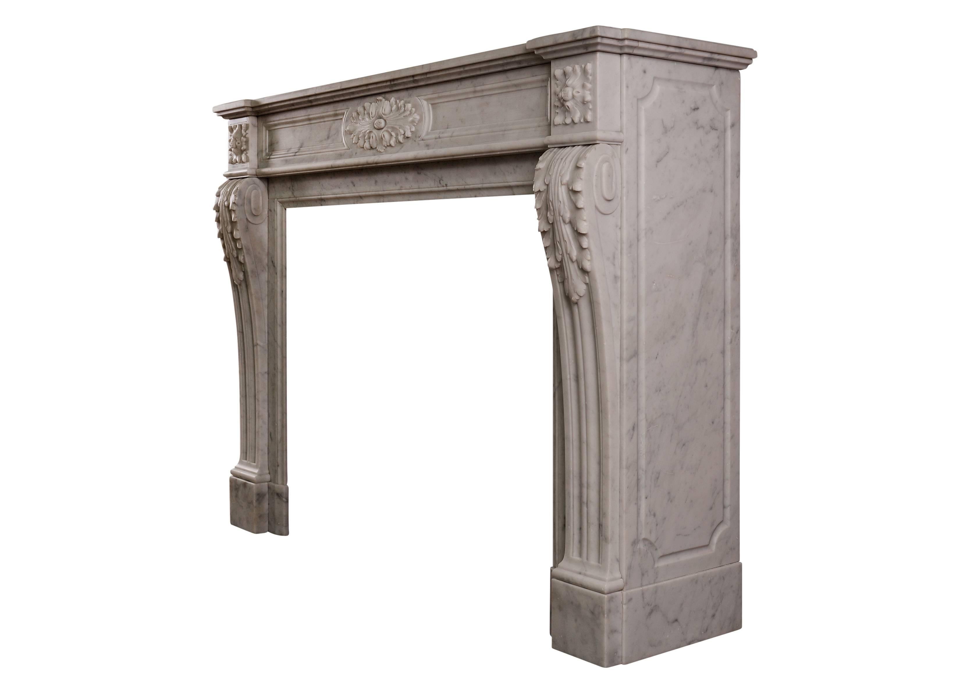 18th Century French Carrara Marble Fireplace in the Louis XVI Style