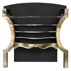 19th Century Brass and Steel English Firegrate with Curved Legs