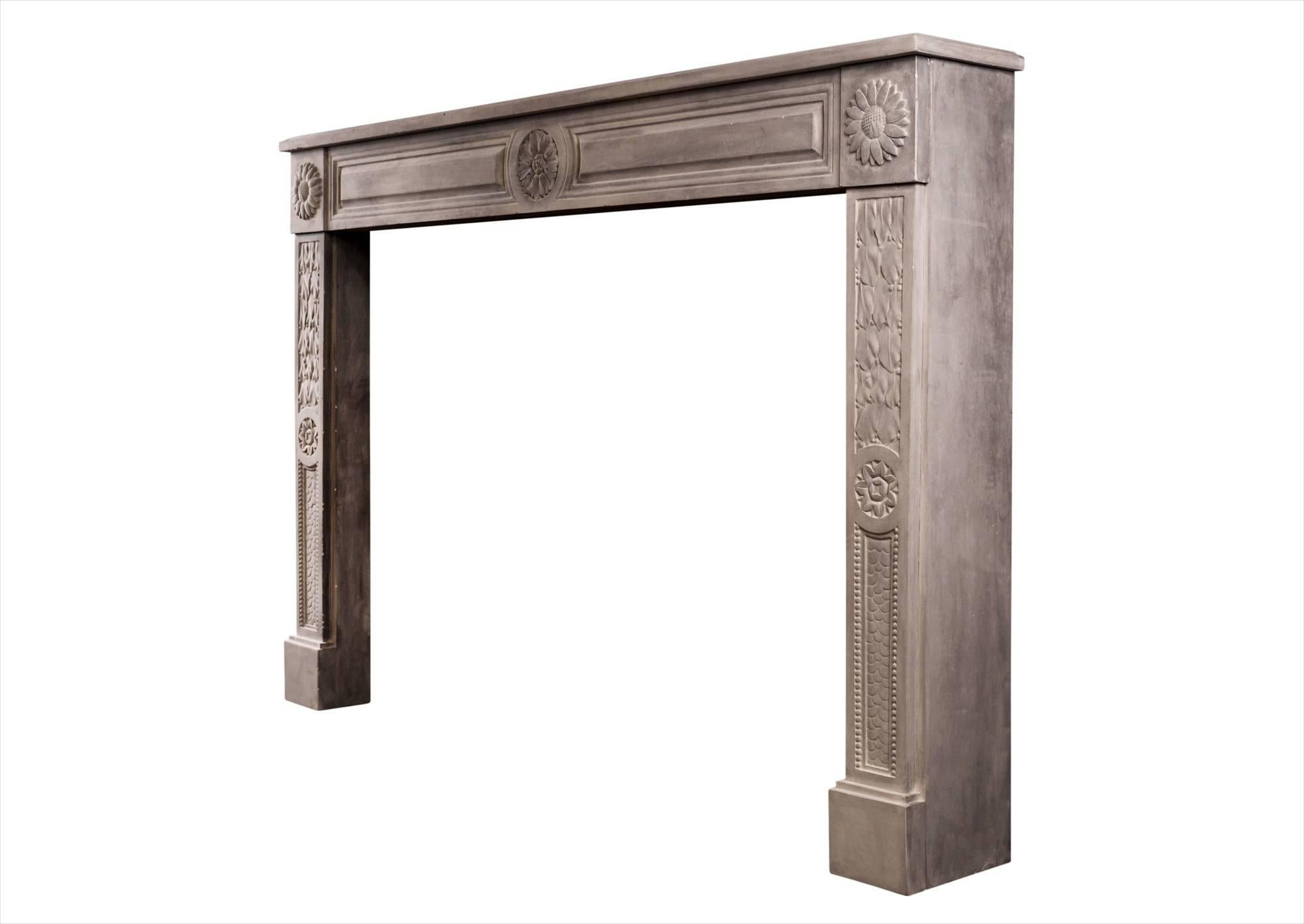 Rustic Louis XVI Style Limestone Fireplace In New Condition For Sale In London, GB