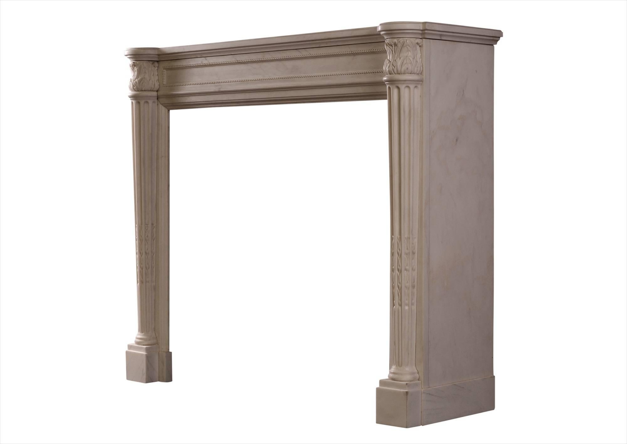 White Marble Fireplace in the Louis XVI Manner In Good Condition In London, GB