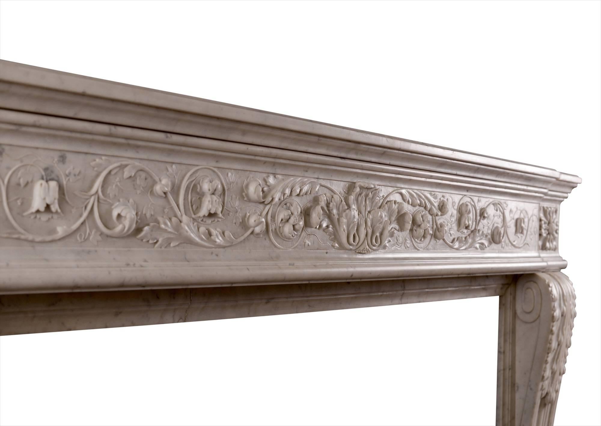 18th Century Finely Carved Louis XVI Style Marble Fireplace