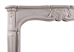 French Louis XV Style White Marble Fireplace