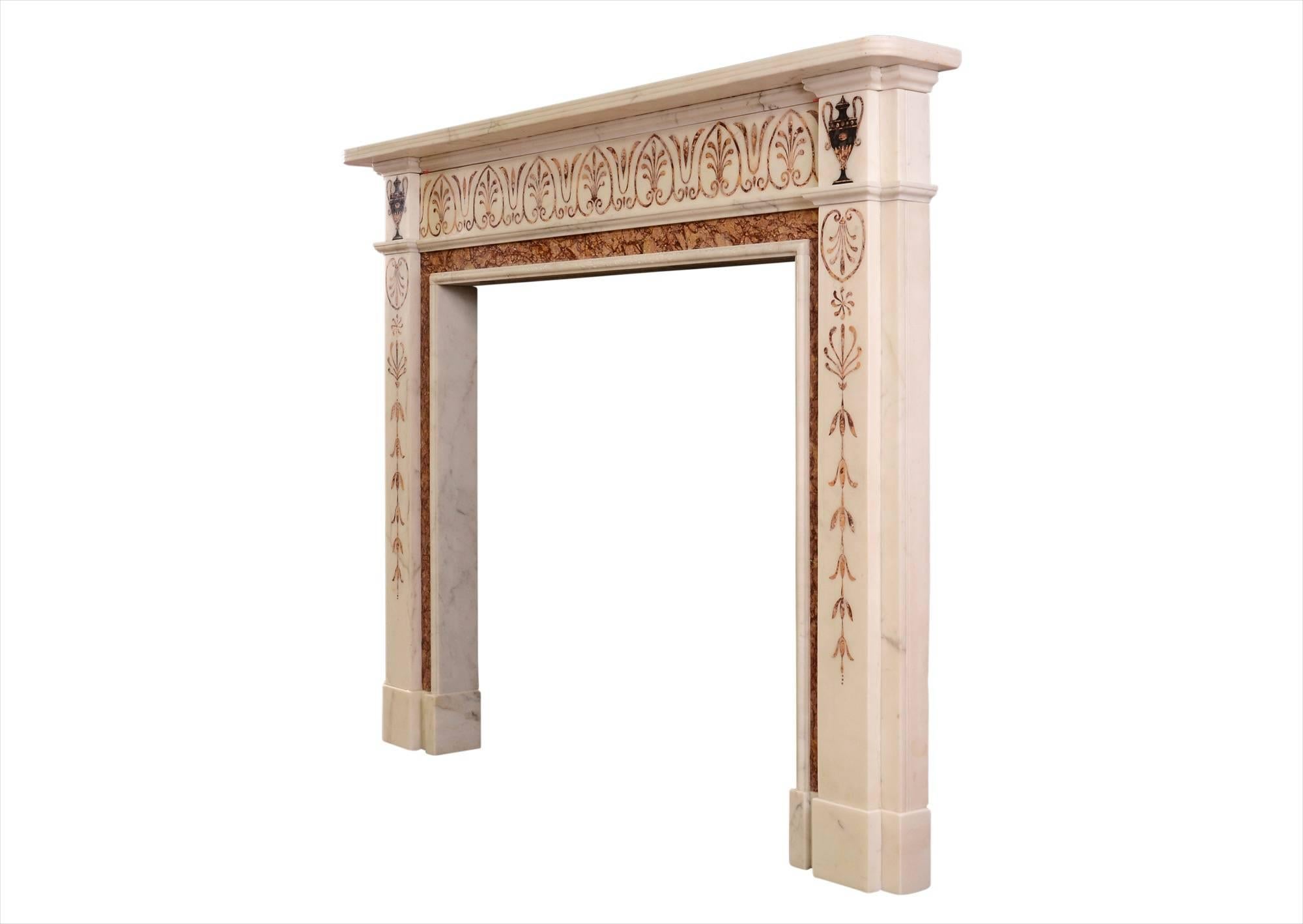 Georgian Fine Quality Marble Fireplace in the Manner of Pietro Bossi For Sale