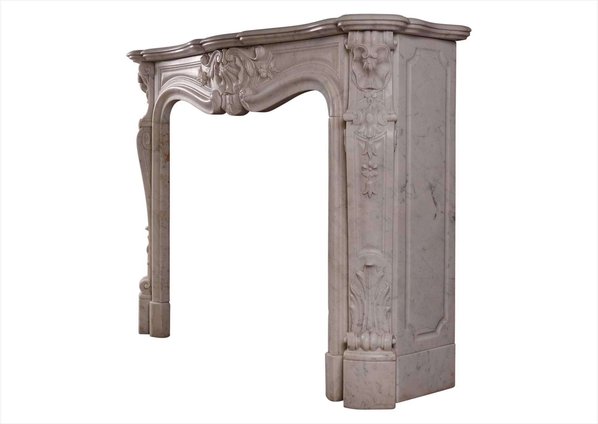 19th Century French Louis XVI Style Carrara Marble Fireplace For Sale