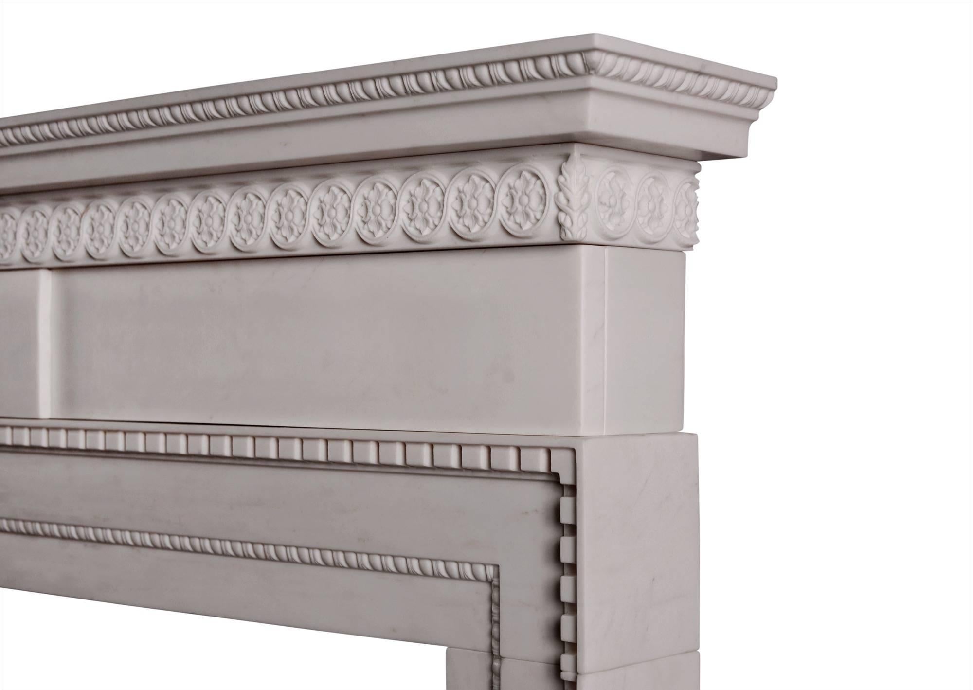 Delicate, Late Georgian Style White Marble Fireplace In Good Condition For Sale In London, GB