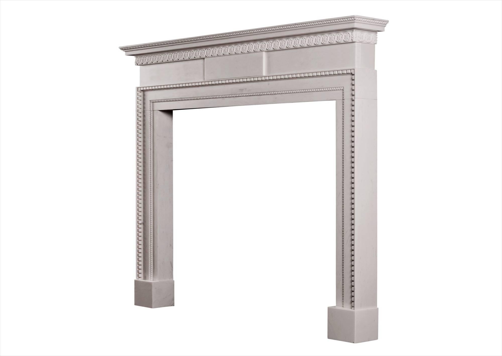 20th Century Delicate, Late Georgian Style White Marble Fireplace For Sale