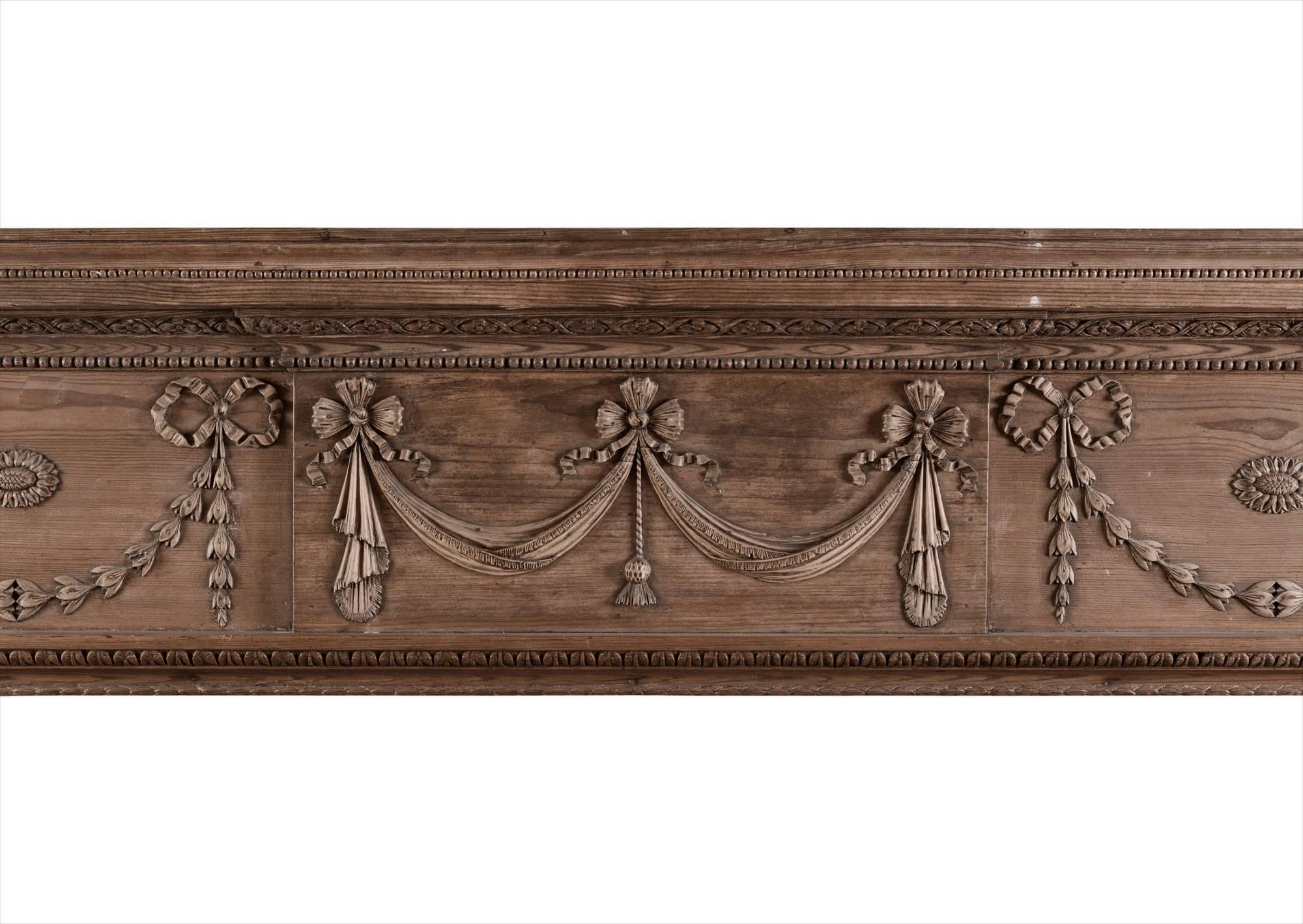 English Carved Pine Fireplace in the Georgian Style