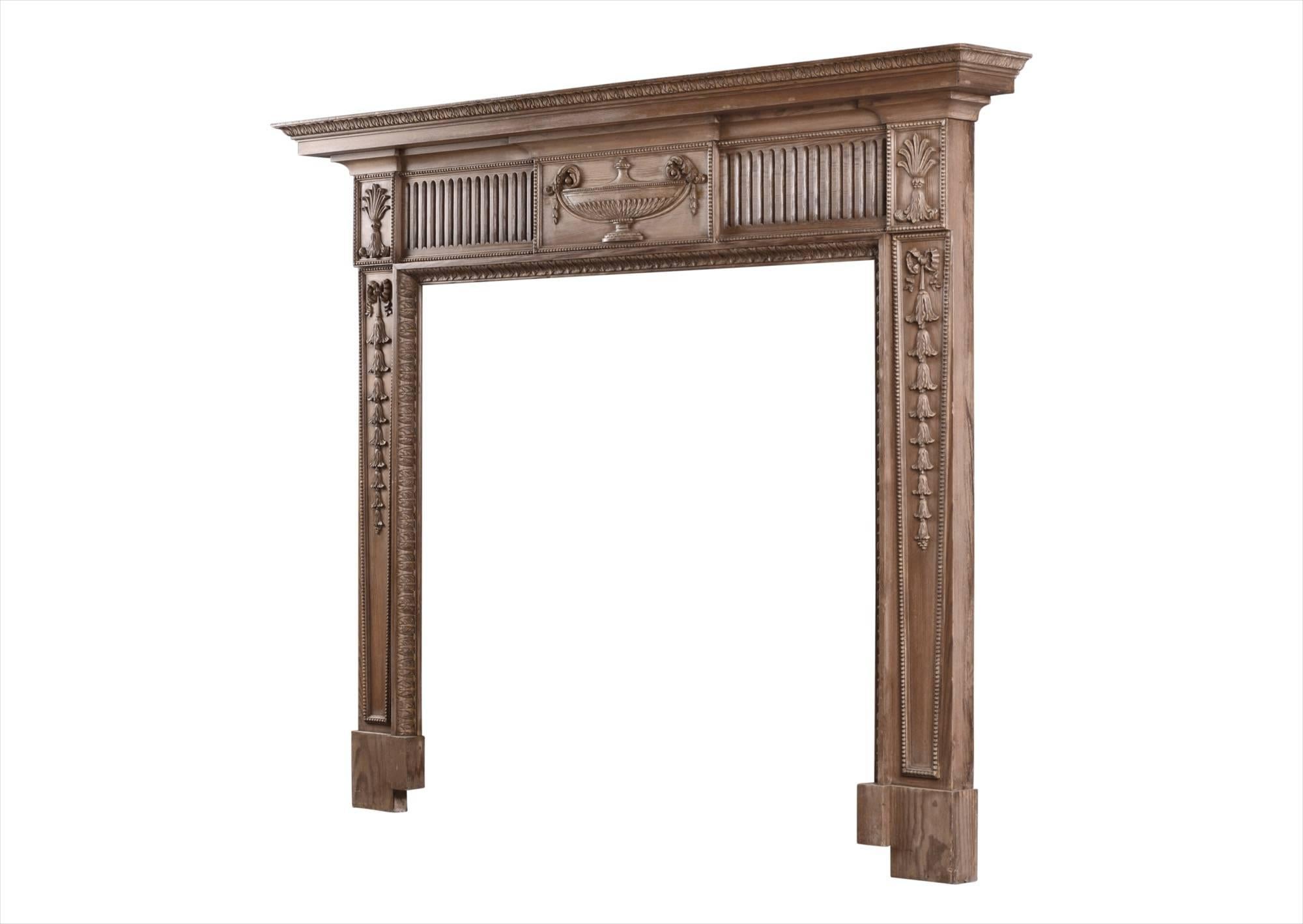 19th Century English Wood Fireplace in the Georgian Style For Sale