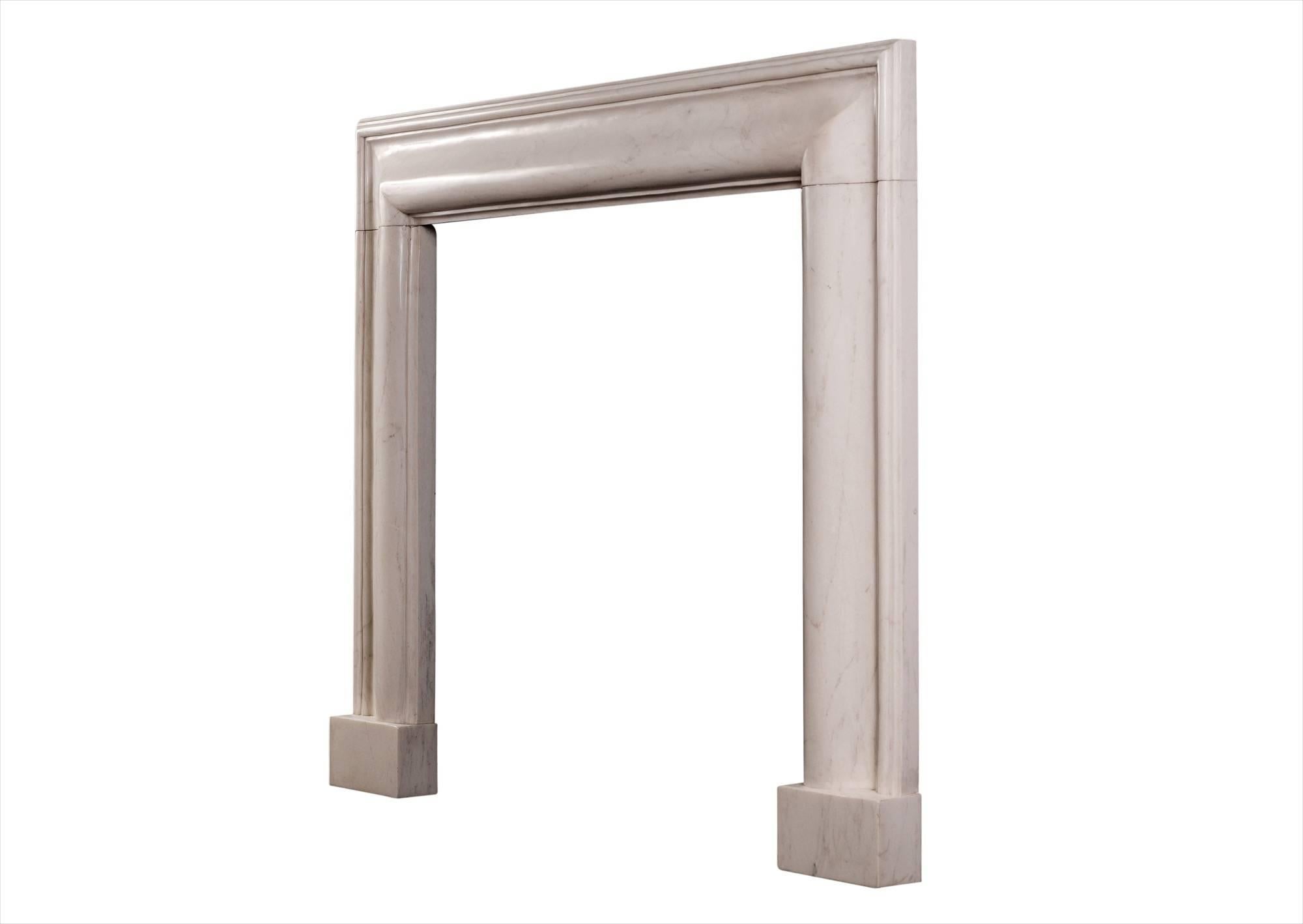 Queen Anne White Marble Bolection Fireplace For Sale