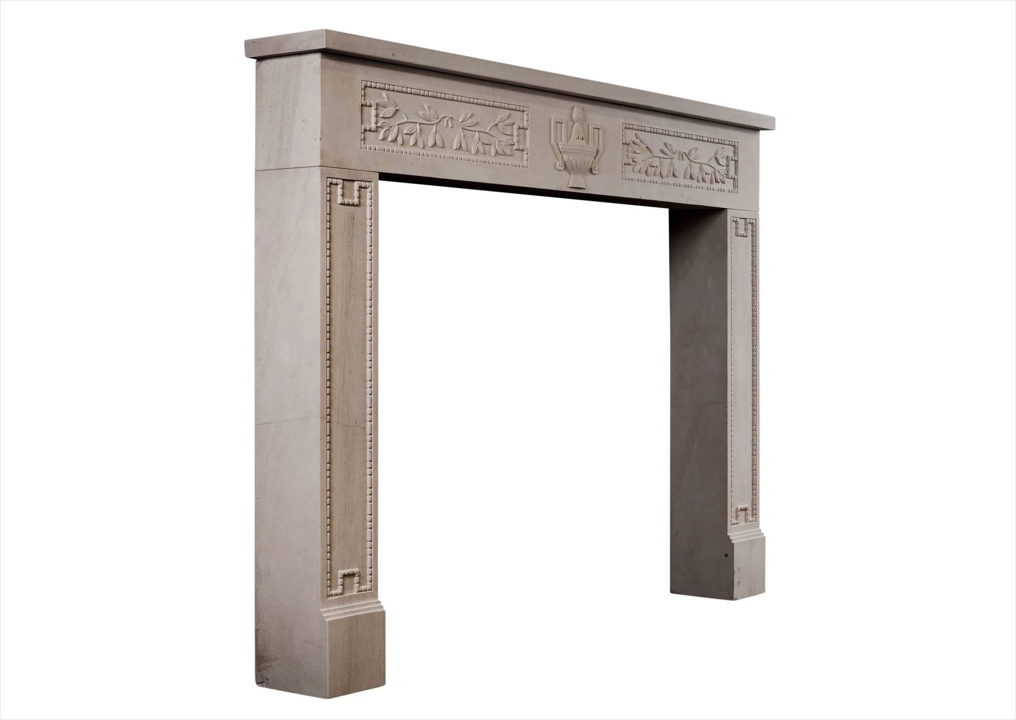 Rustic French Limestone Fireplace in the Louis XVI Style For Sale 1