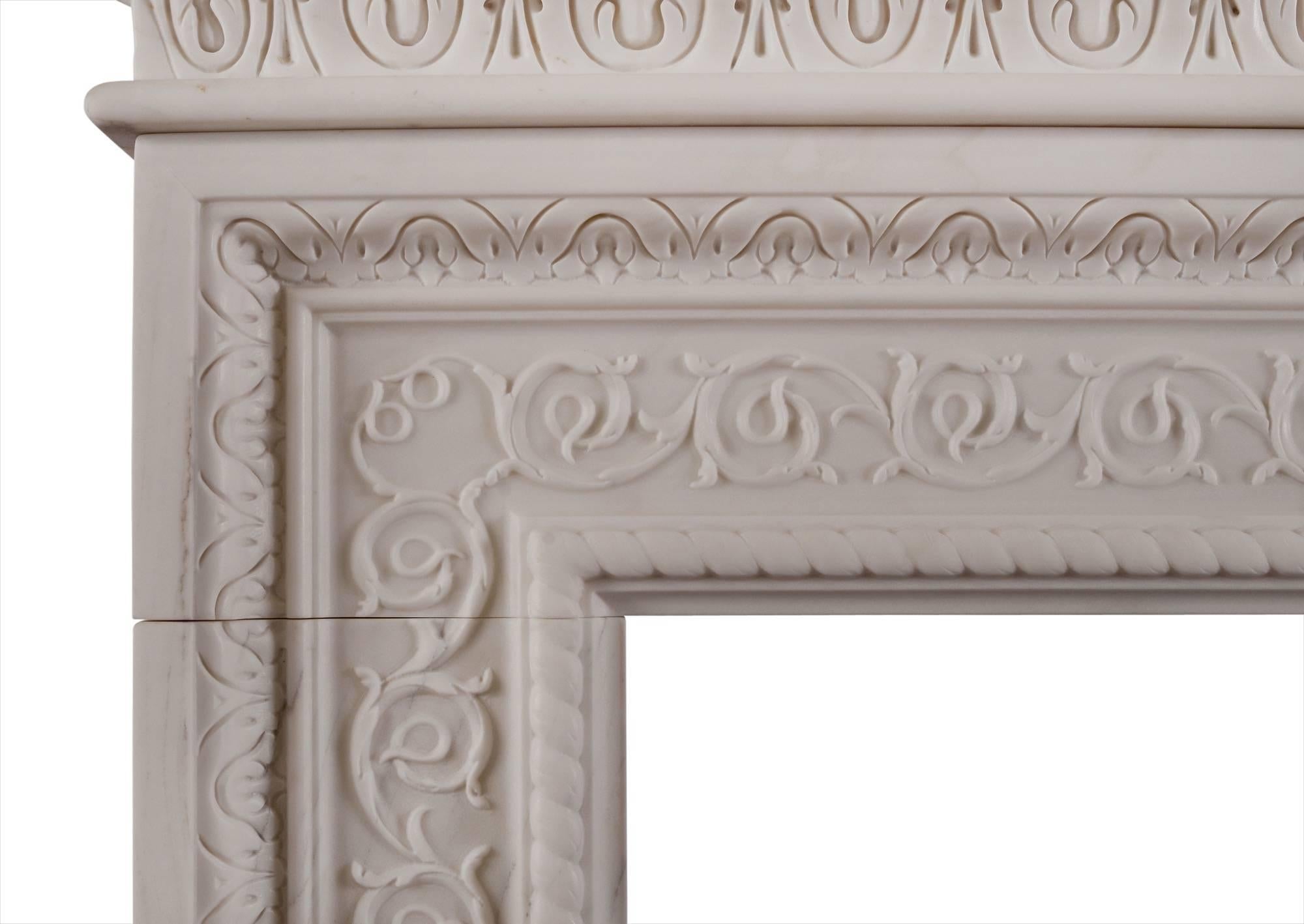 White Marble Fireplace in the Mid-Georgian Style In Good Condition For Sale In London, GB