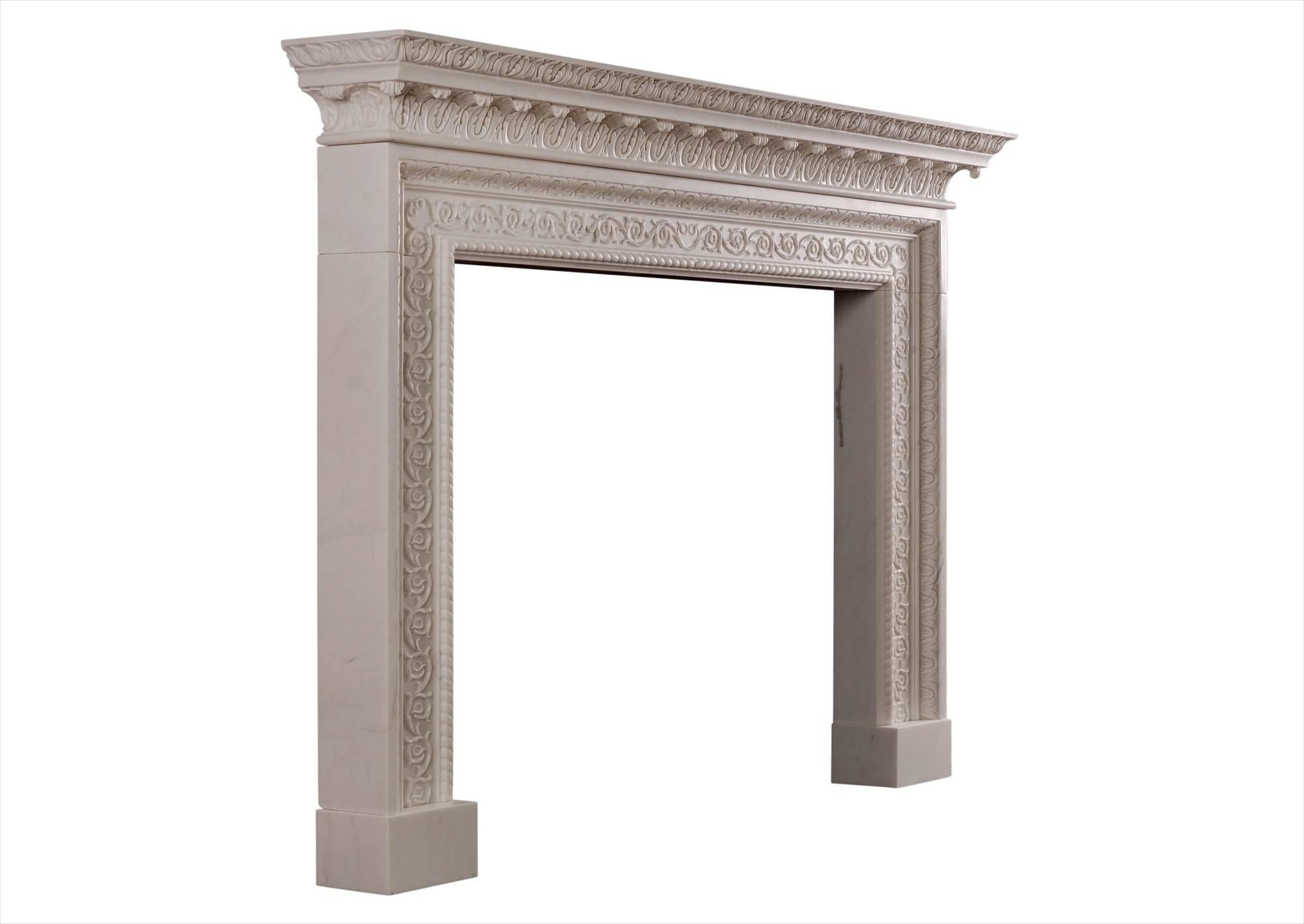 20th Century White Marble Fireplace in the Mid-Georgian Style For Sale