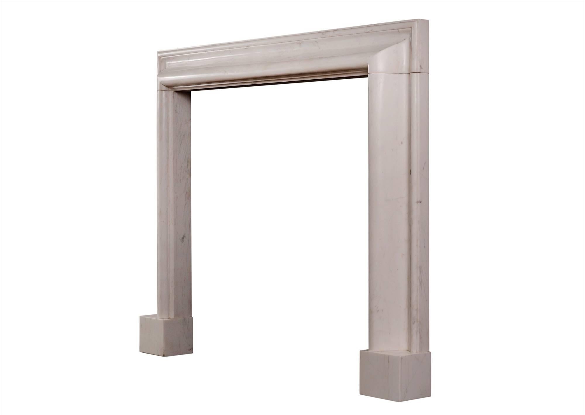 English White Marble Bolection Fireplace For Sale
