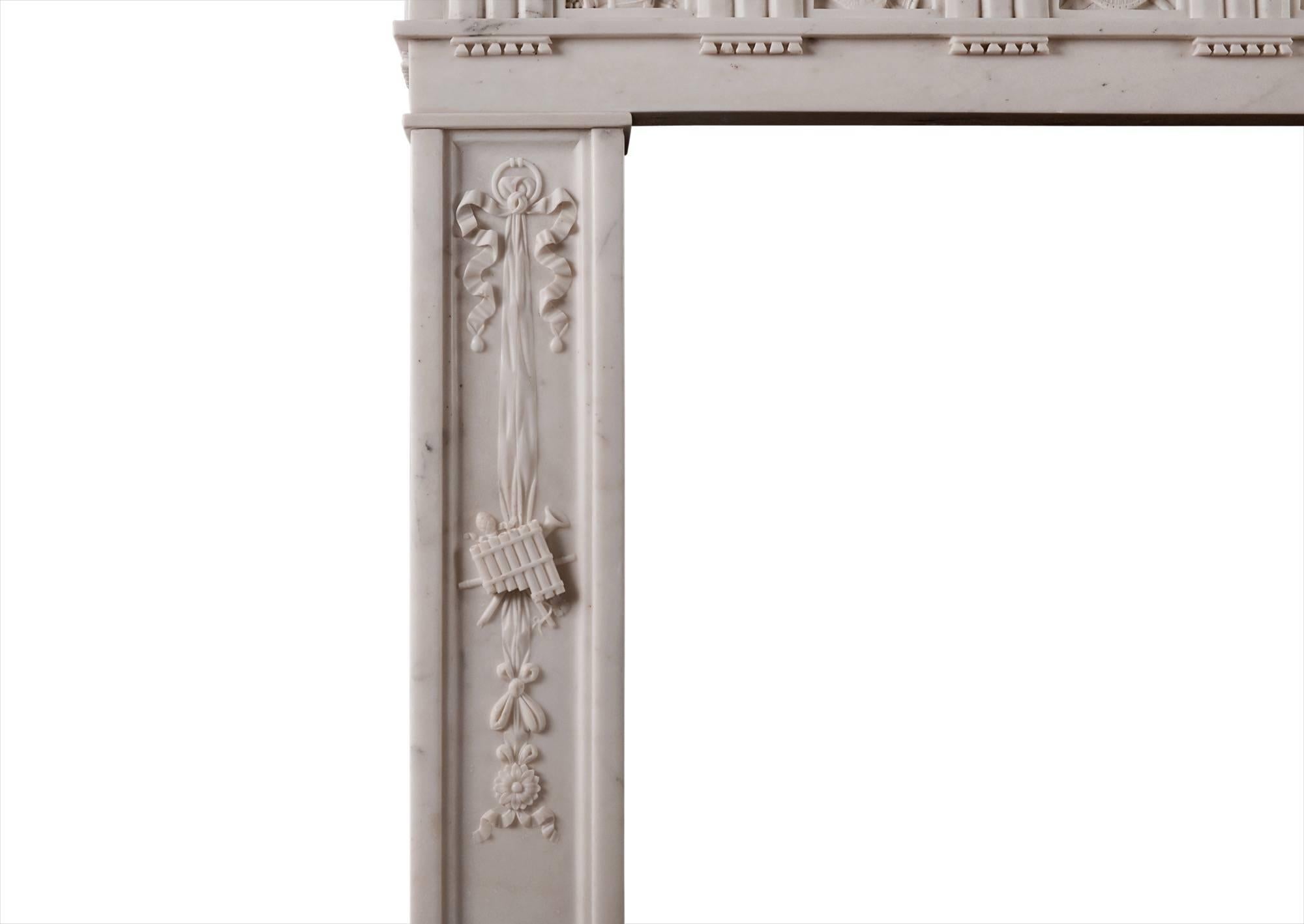 English Regency Statuary Marble Fireplace of the Finest Quality For Sale